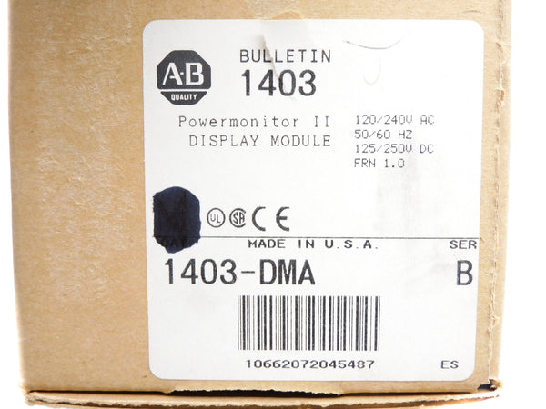 ALLEN BRADLEY 1403-DMA SER. B 120/240VAC F/W 1.0 (BR/WH) NSMP