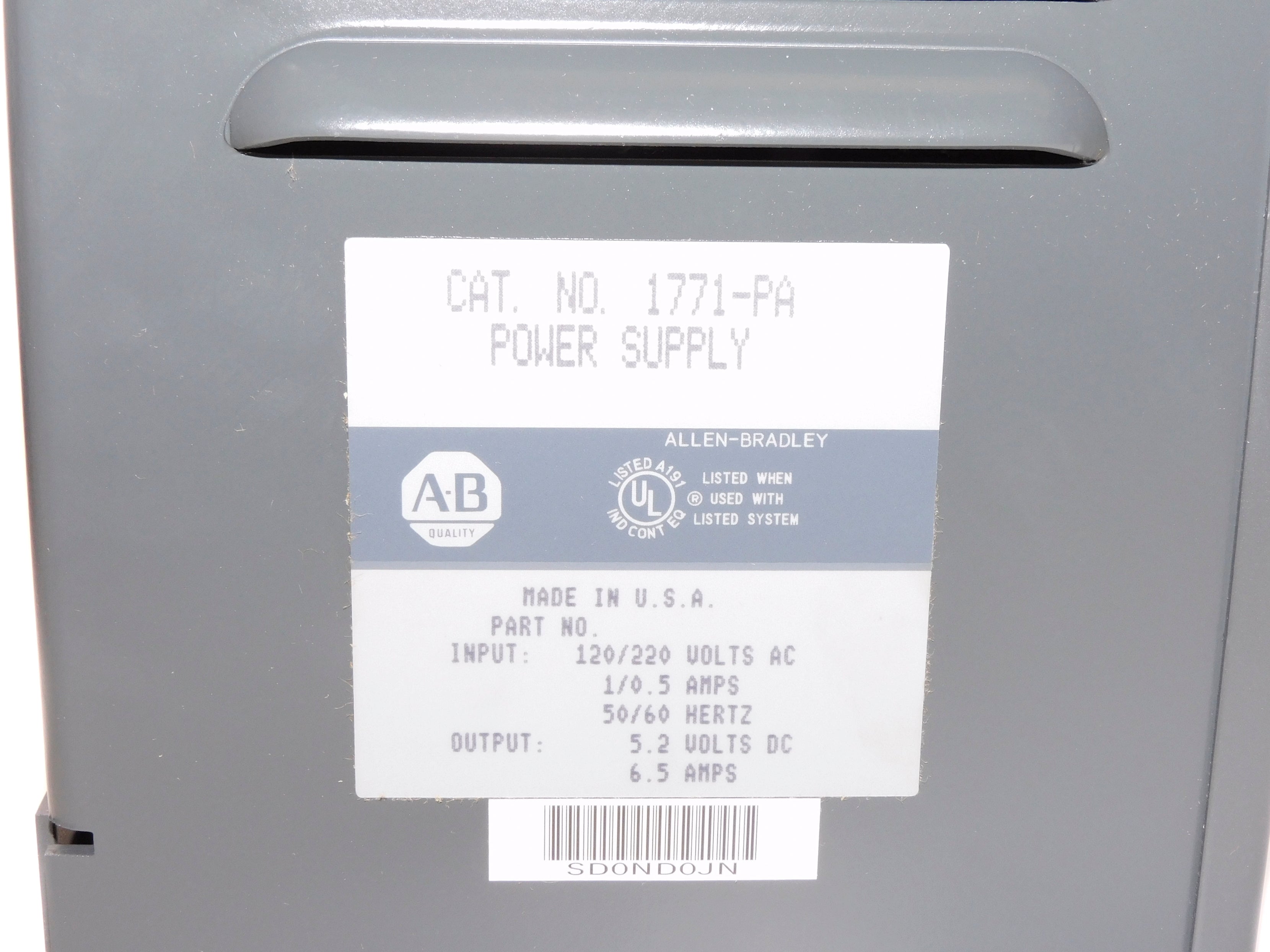 ALLEN BRADLEY 1771-PA 120/220VAC 1/0.5A NSNP