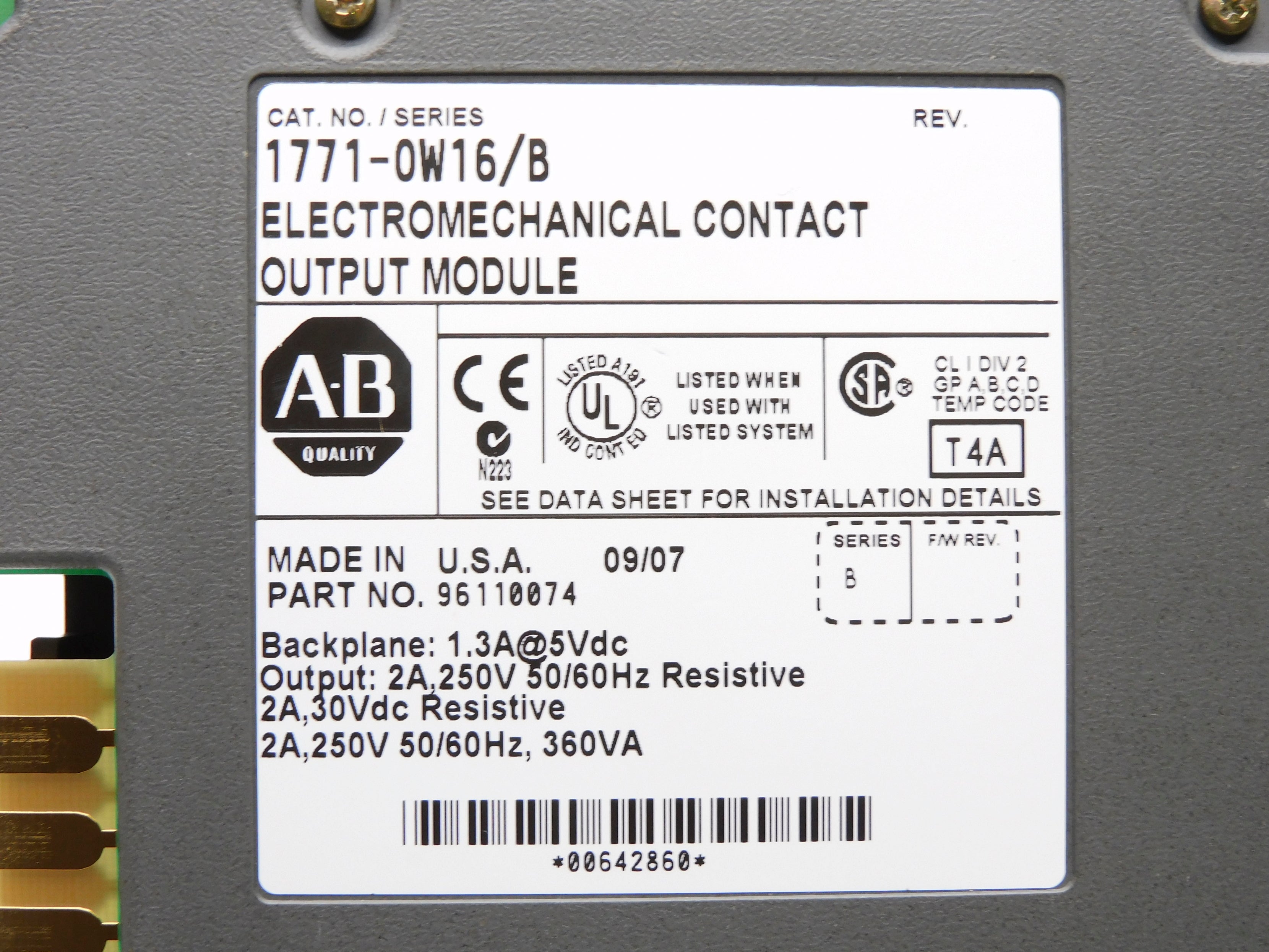ALLEN BRADLEY 1771-OW16 SER. B REMAN