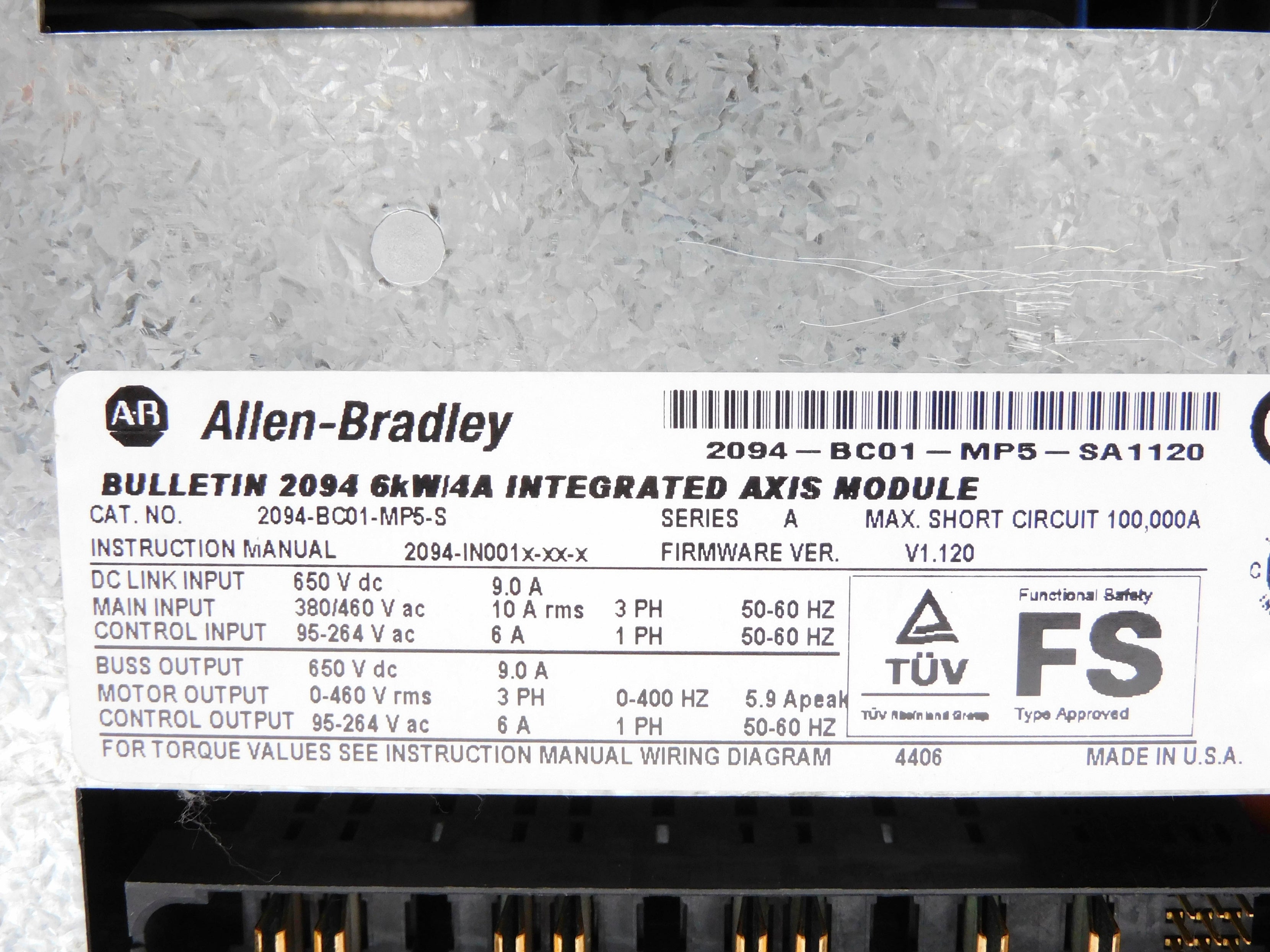 ALLEN BRADLEY 2094-BC01-MP5-S SER. A F/W V1.120 REMAN