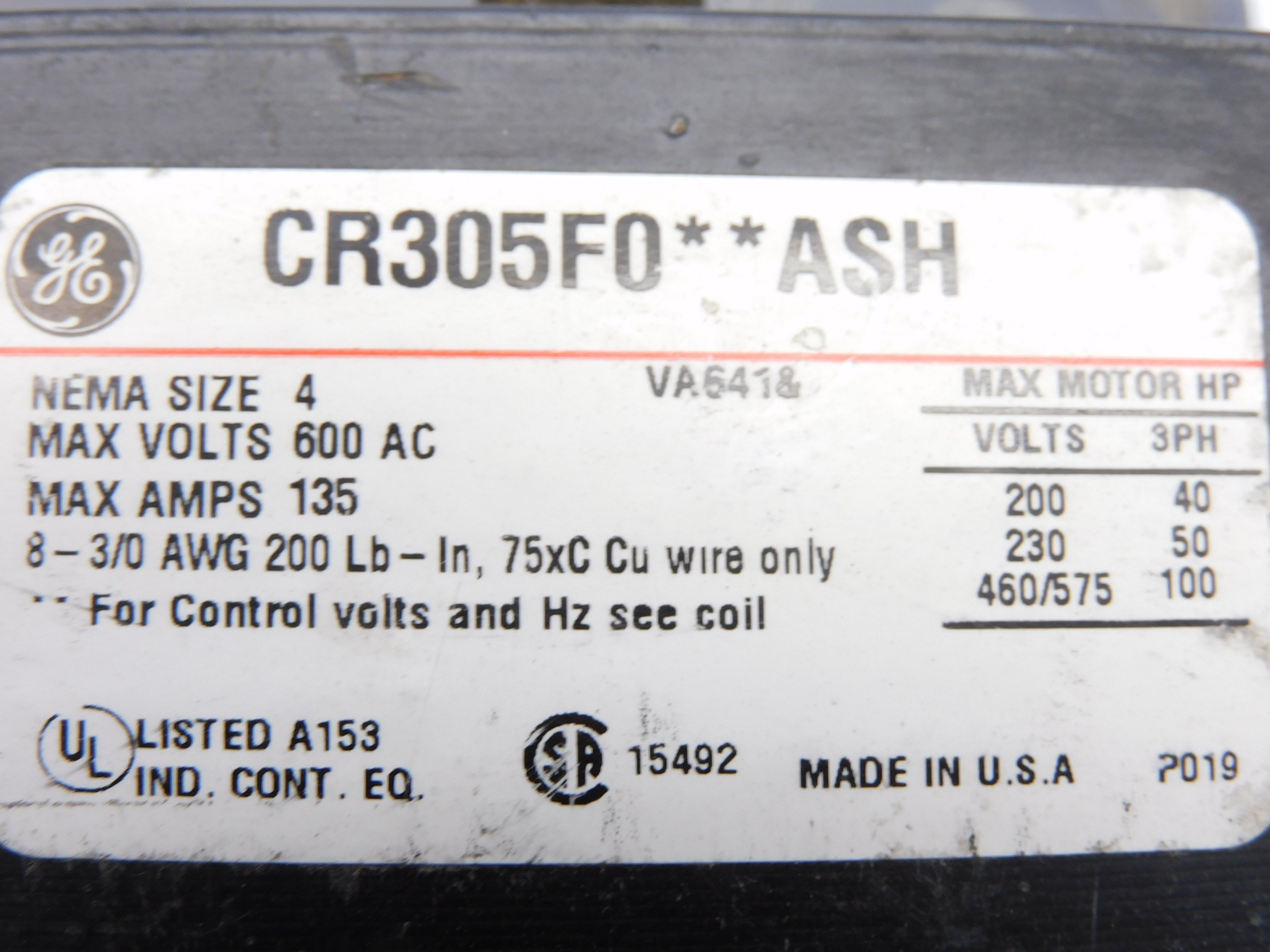 GENERAL ELECTRIC CR305F0**ASH (AS PICTURED) UNMP