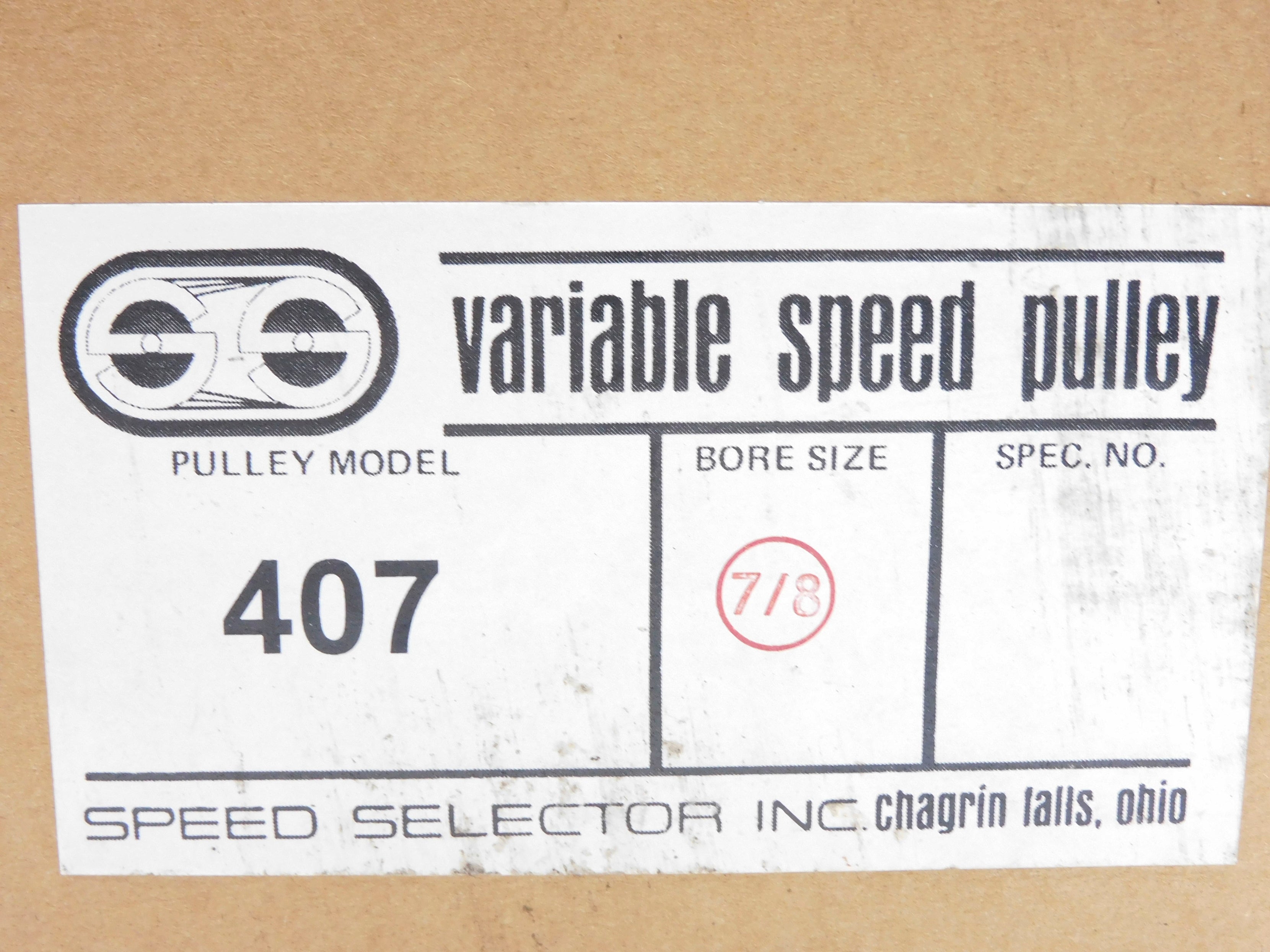 SPEED SELECTOR 407 NSFS