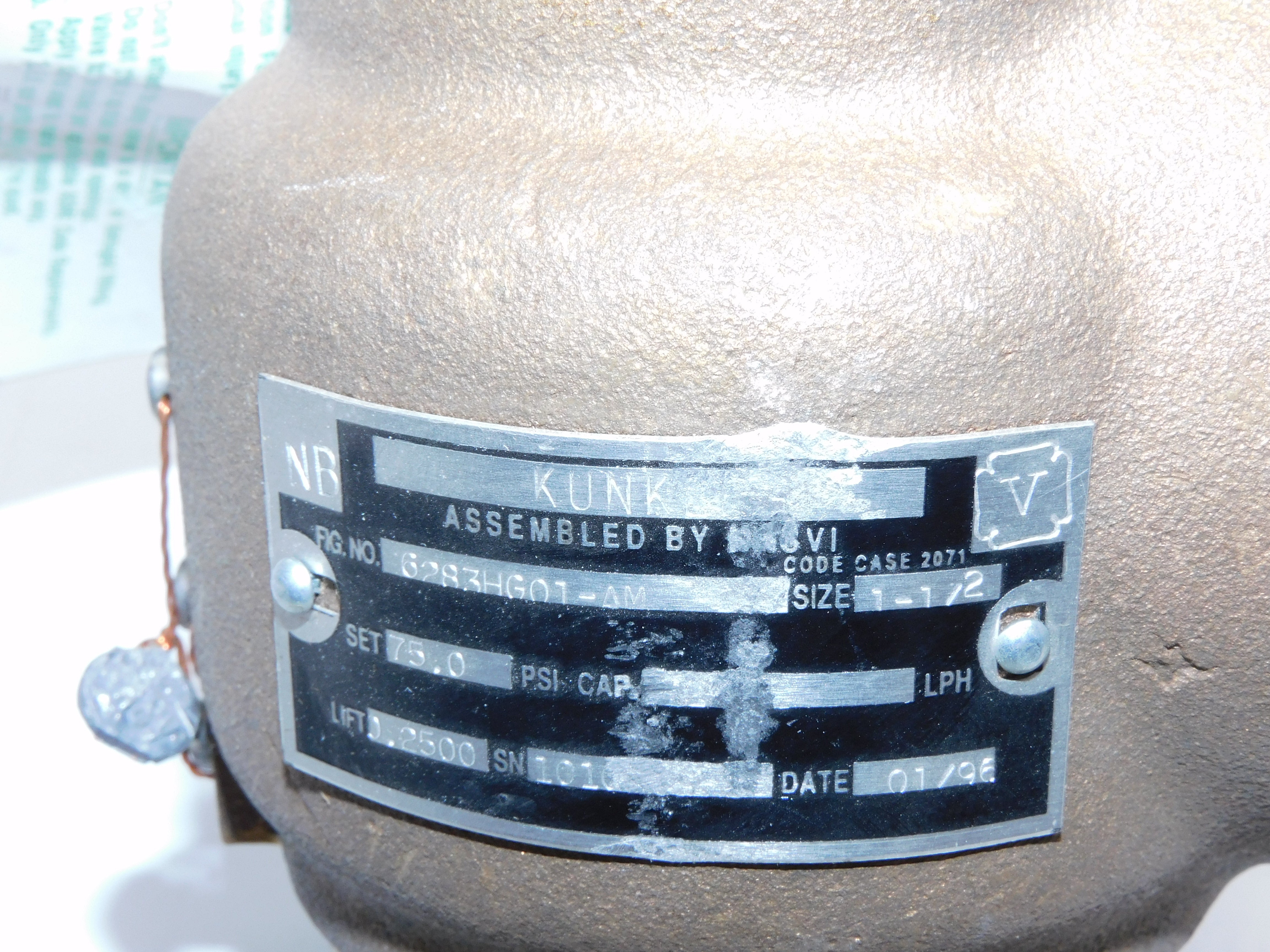 KUNKLE 6283HG01-AM 75PSI NSNP