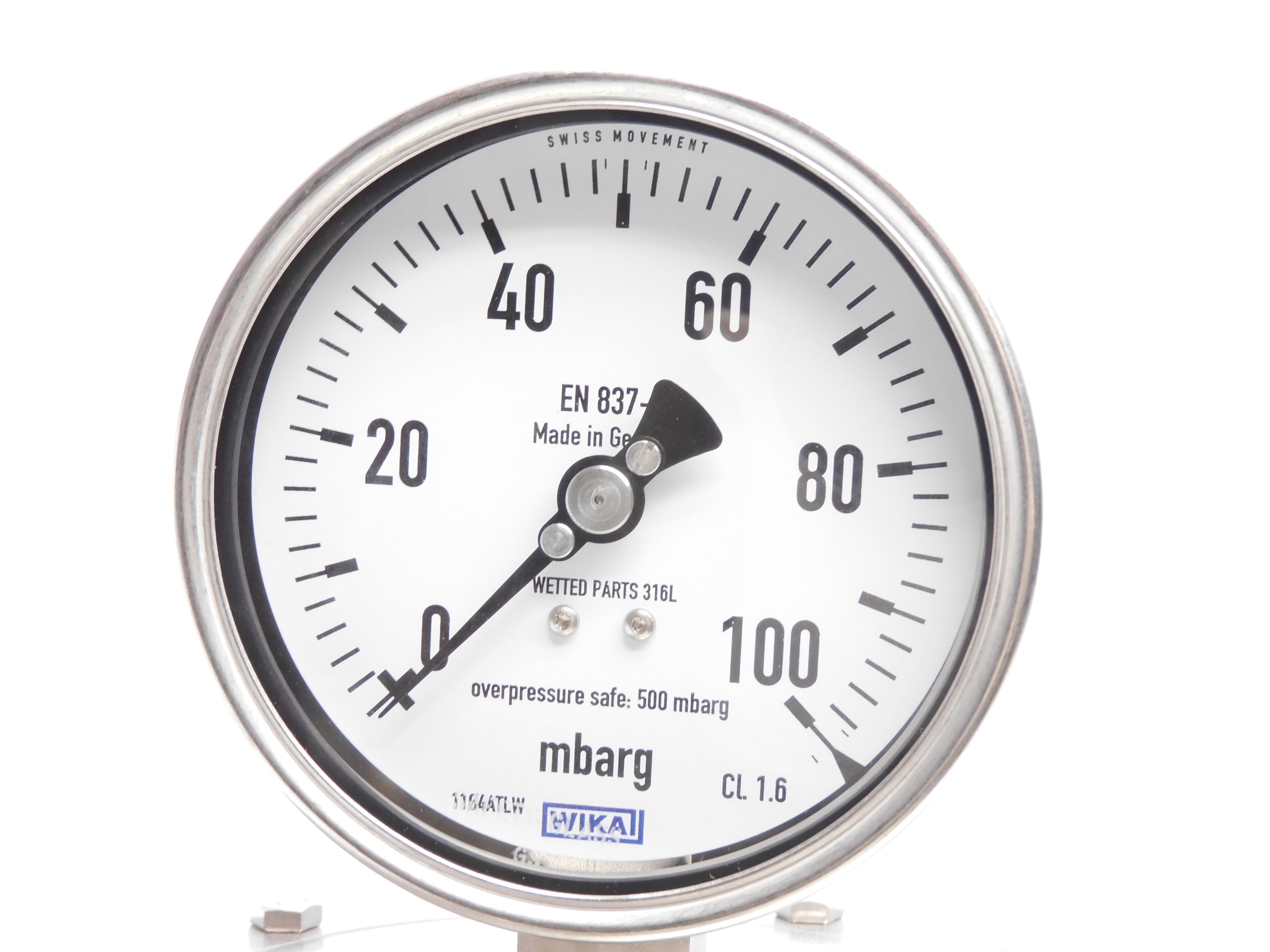 WIKA EN837-1 Cl.1.6 0-100mbarg NSNP