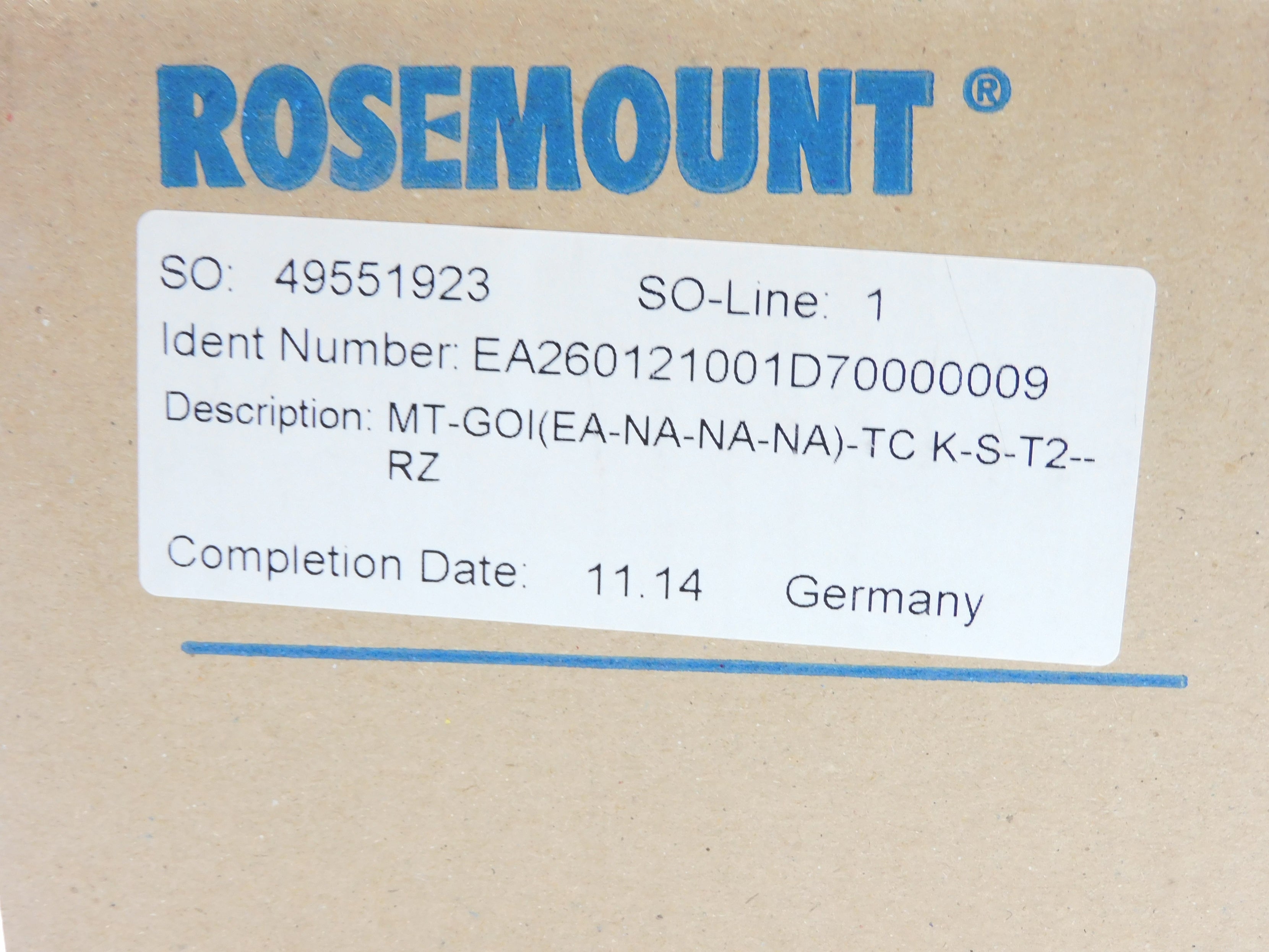 ROSEMOUNT MT-GOI(EA-NA-NA-NA)-TCK-S-T2-RZ NSMP