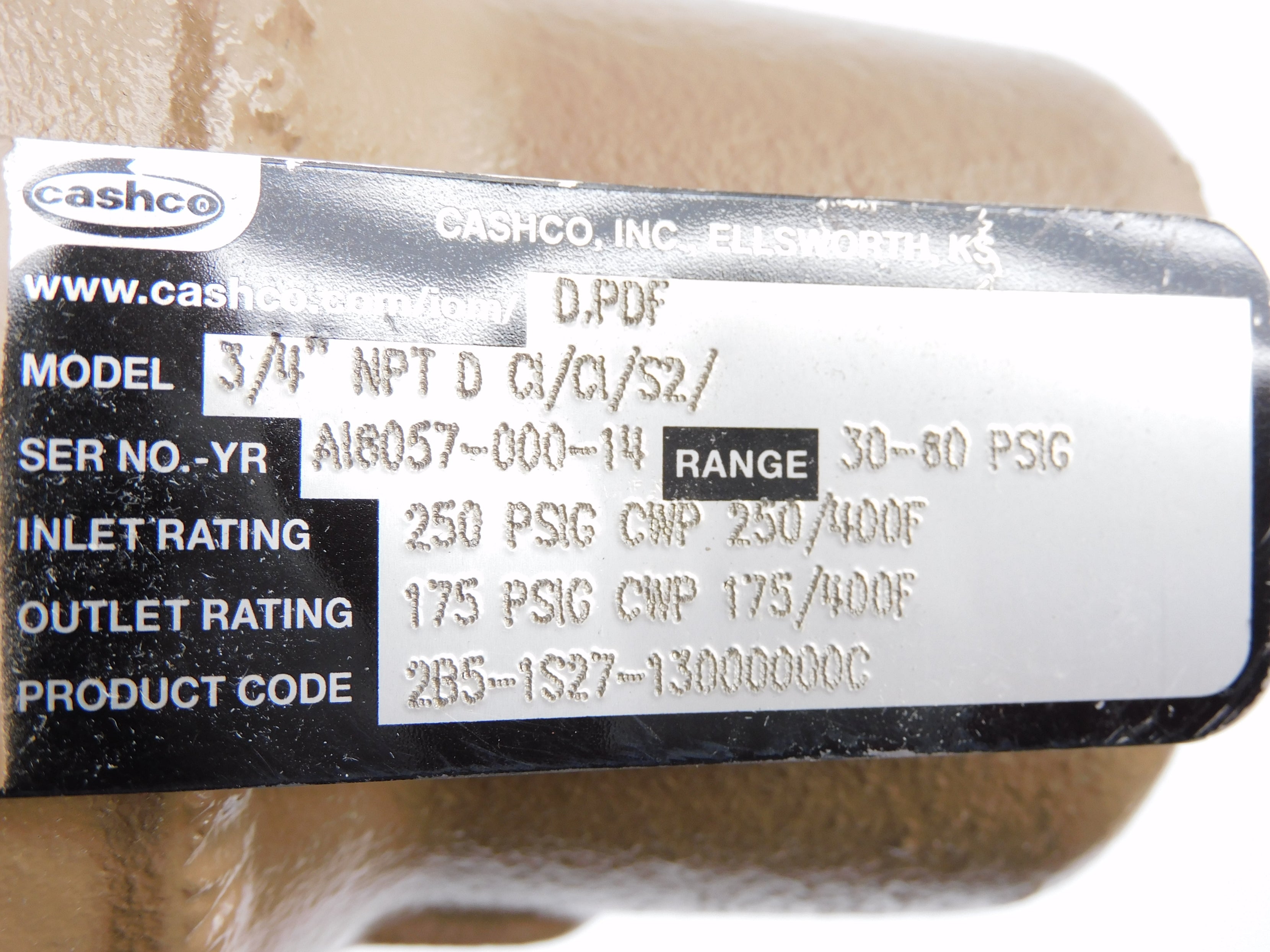 CASHCO 3/4"-NPTDCI/CI/S2/ 30-60PSIG NSNP