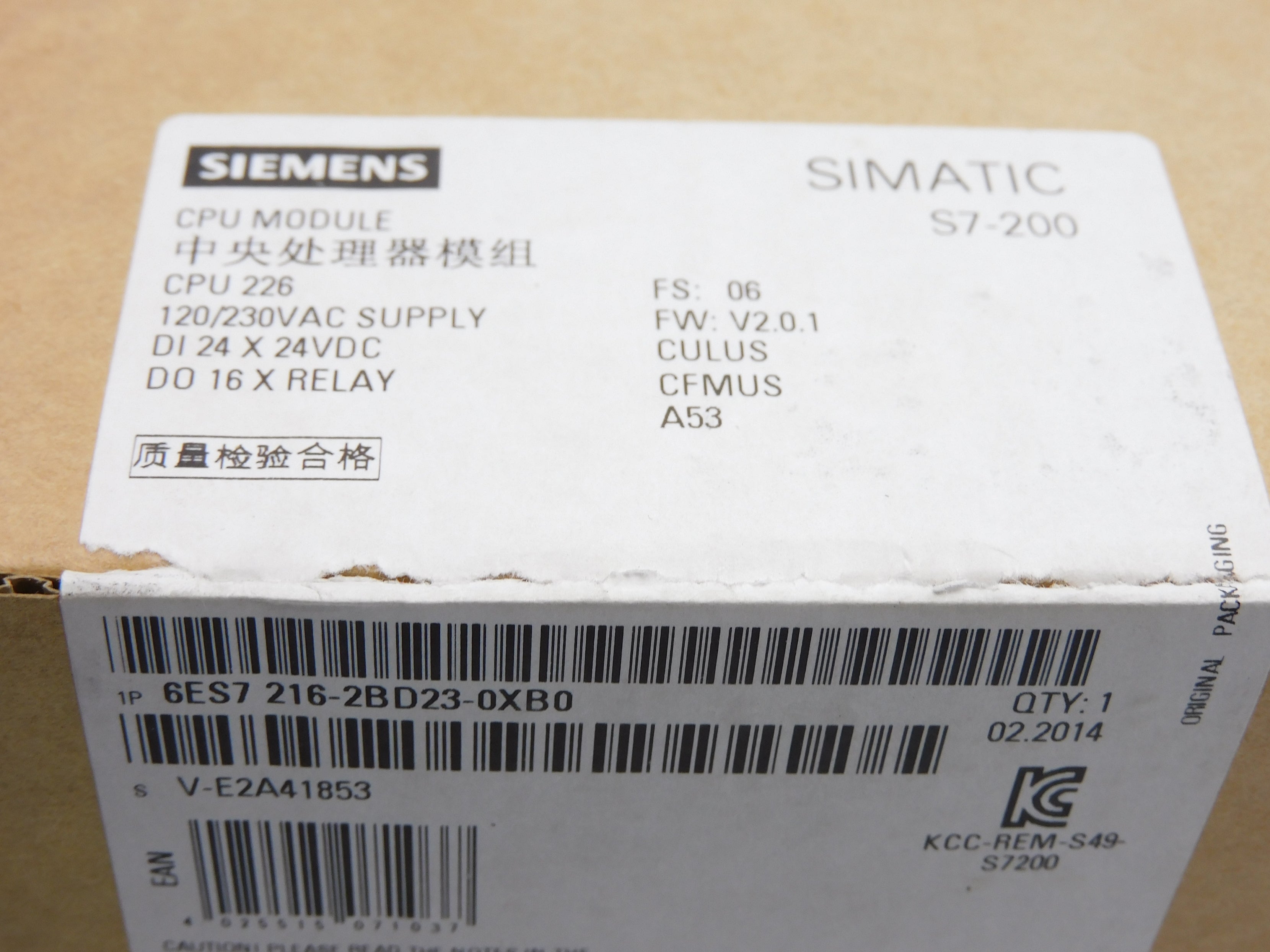 SIEMENS 6ES7216-2BD23-0XB0 85-264VAC 2A NSMP