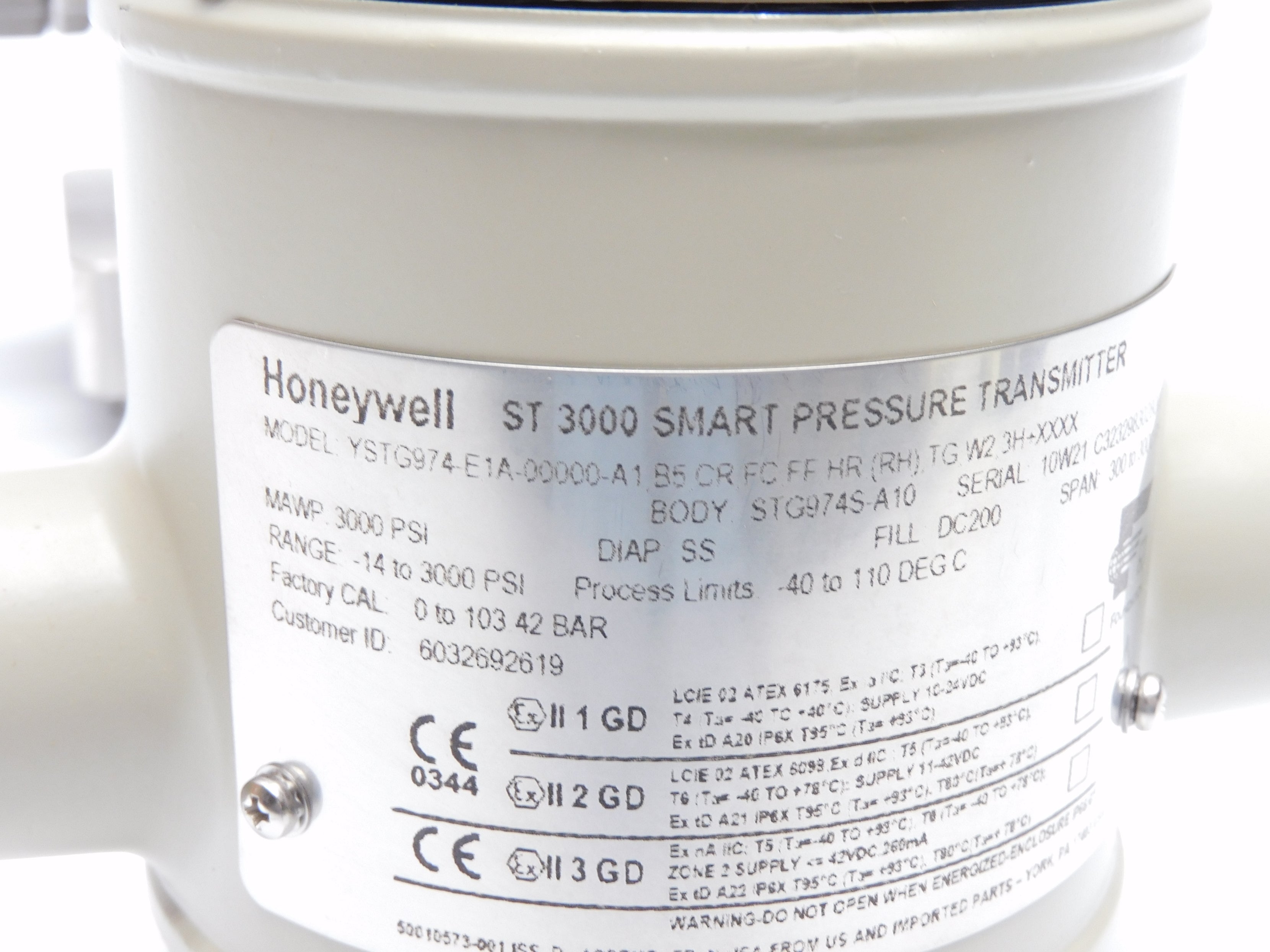 HONEYWELL YSTG974-E1A-00000-A1,B5,CR,FC,FF,HR,(RH), TG,W2,3H+XXXX NSMP