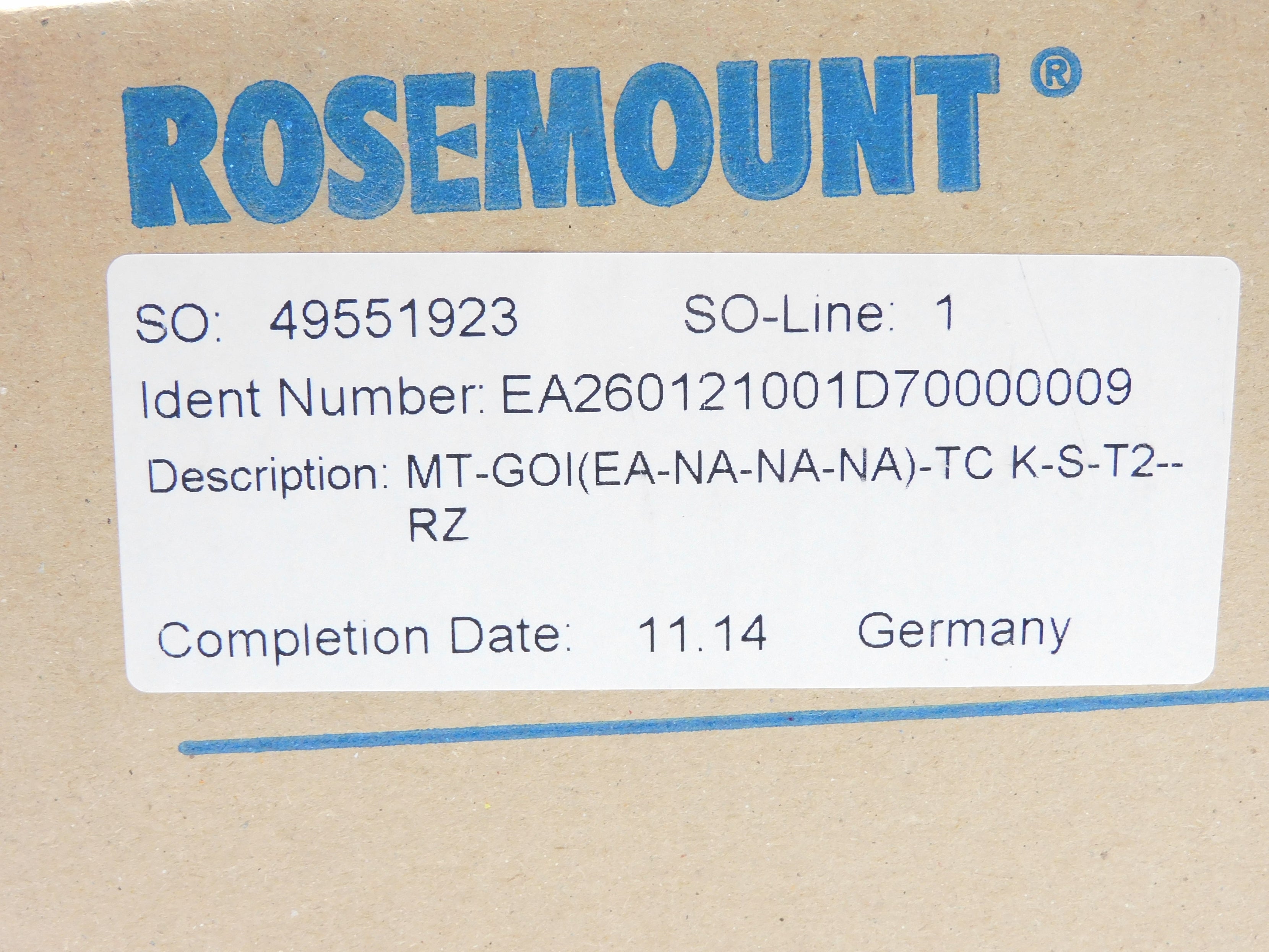 ROSEMOUNT MT-GOI(EA-NA-NA-NA)TC-K-S-T2-RZ NSFS