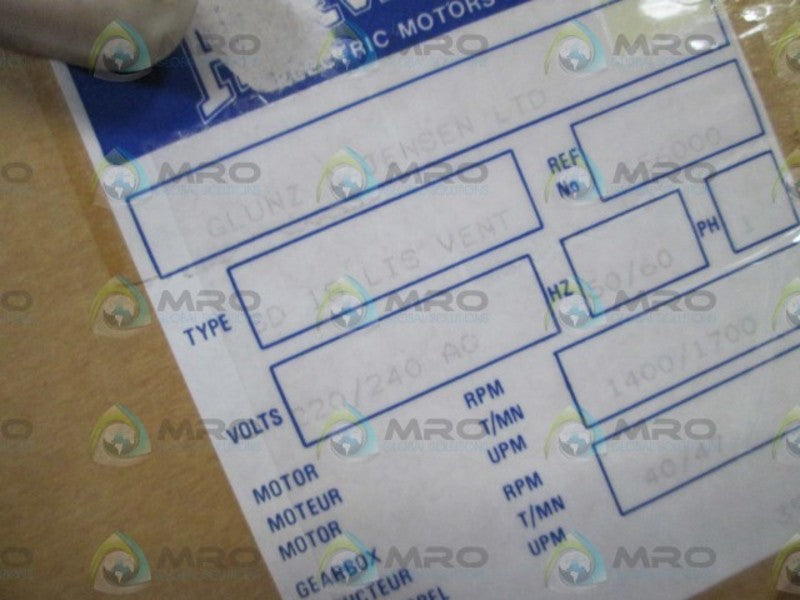 PARVALUX MOTOR REF:SD18.LIS/656000/06J *NEW IN BOX*