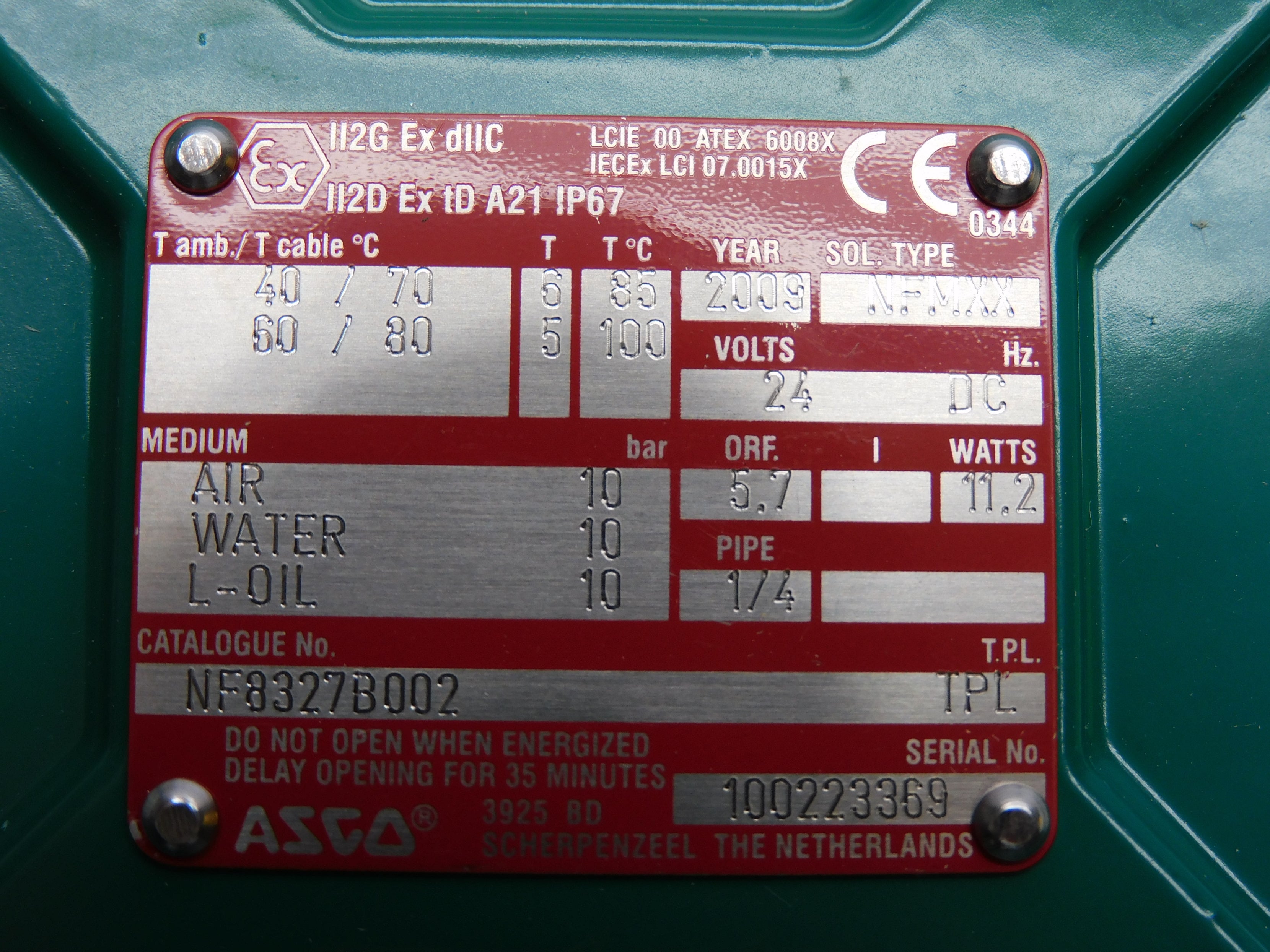 ASCO NF8327B002 24VDC 10BAR NSMP