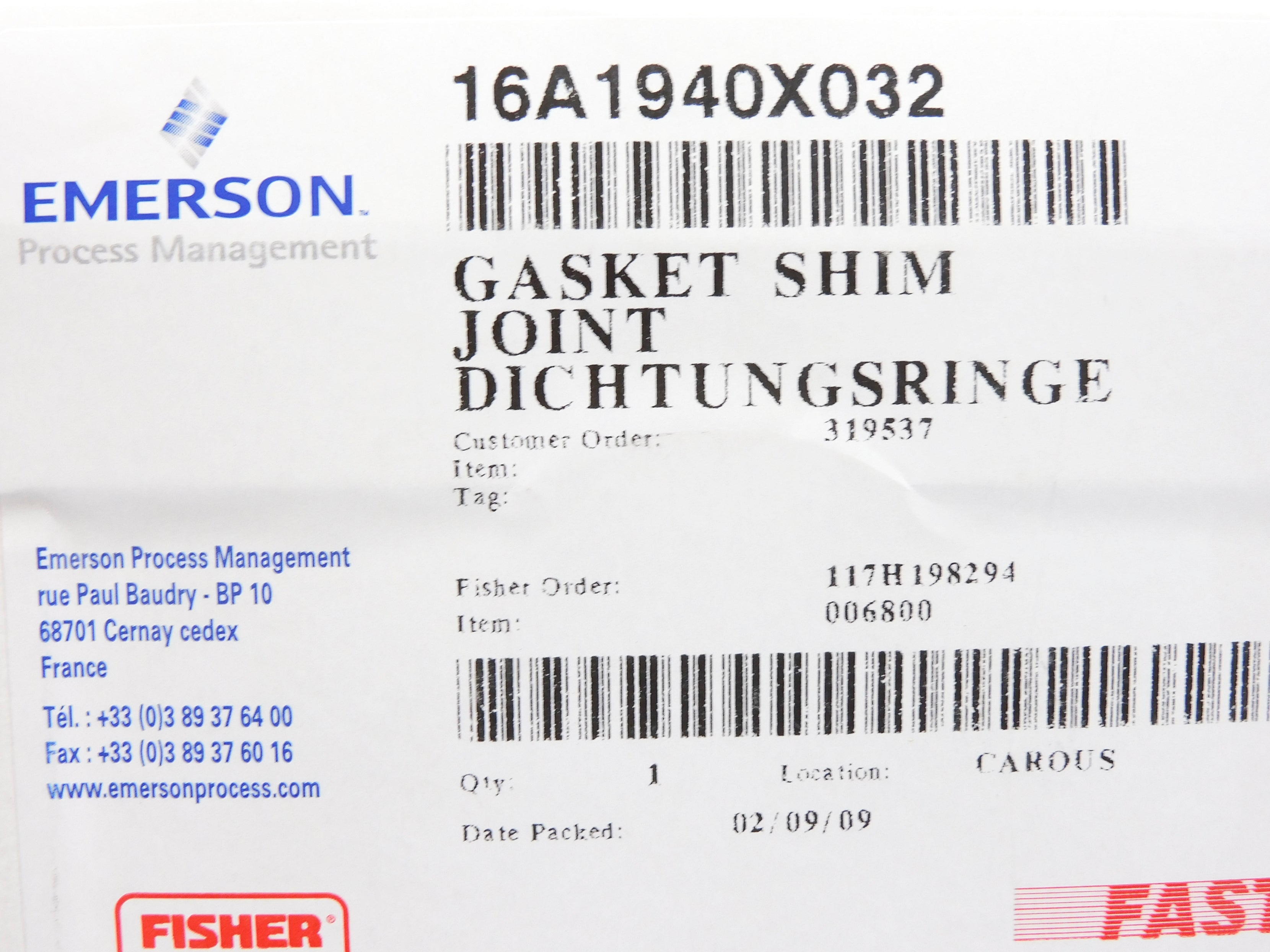 EMERSON 16A1940X032 NSMP