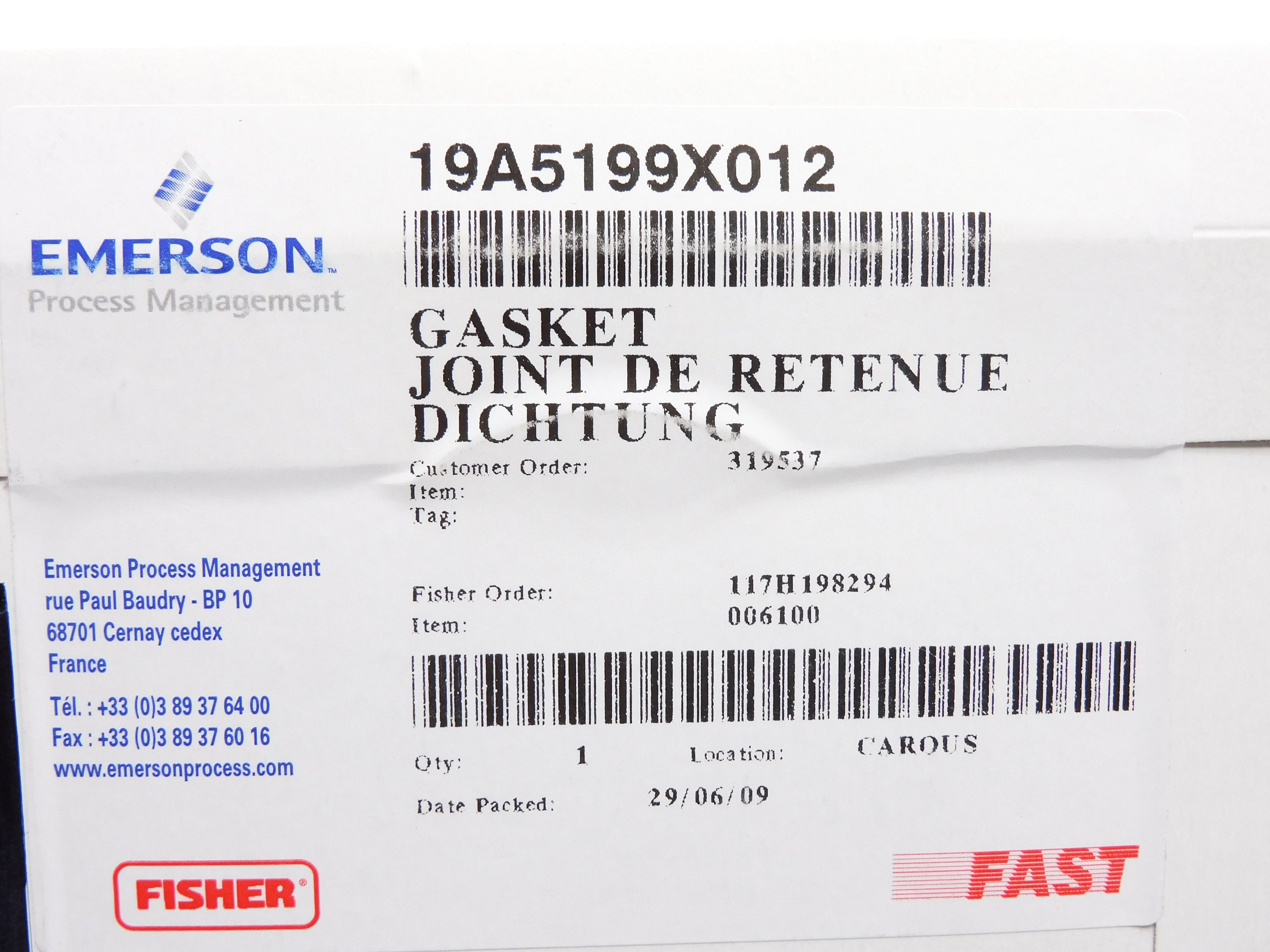 EMERSON 19A5199X012 NSMP