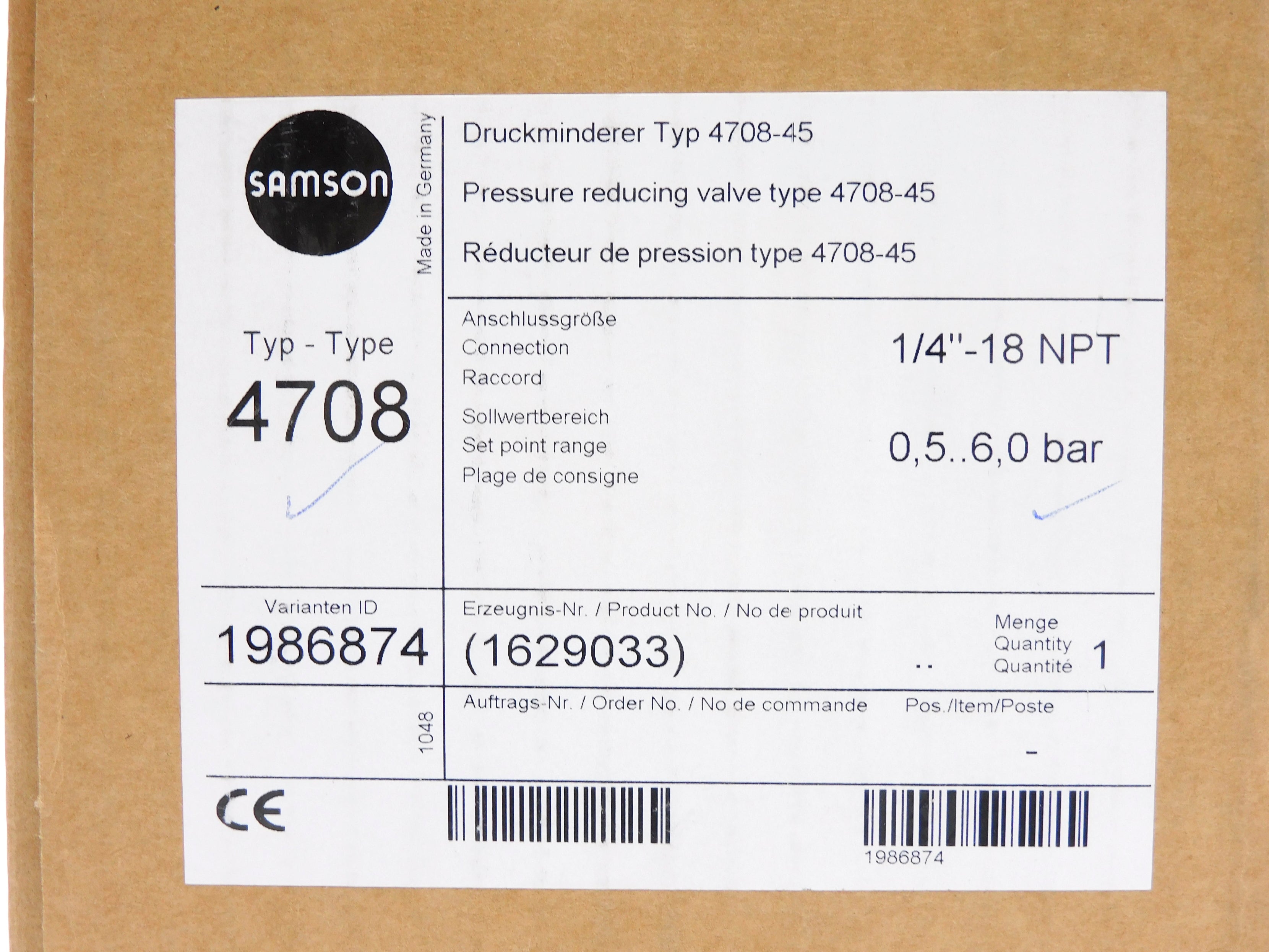 SAMSON 4708 0-6PSI NSMP