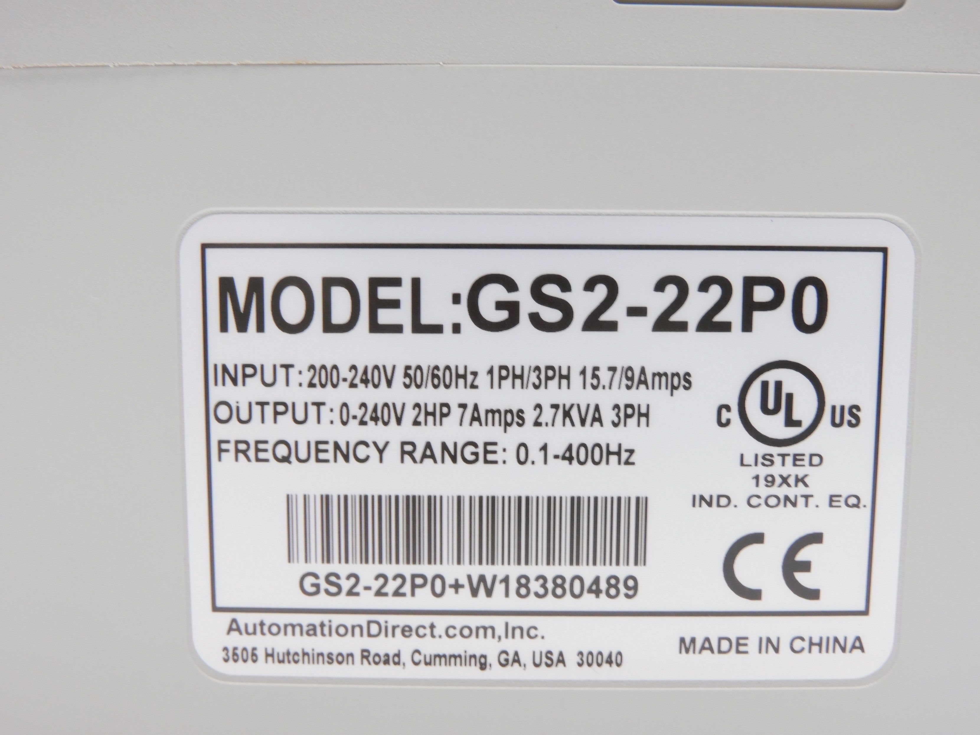 AUTOMATION DIRECT GS2-22P0 NSMP