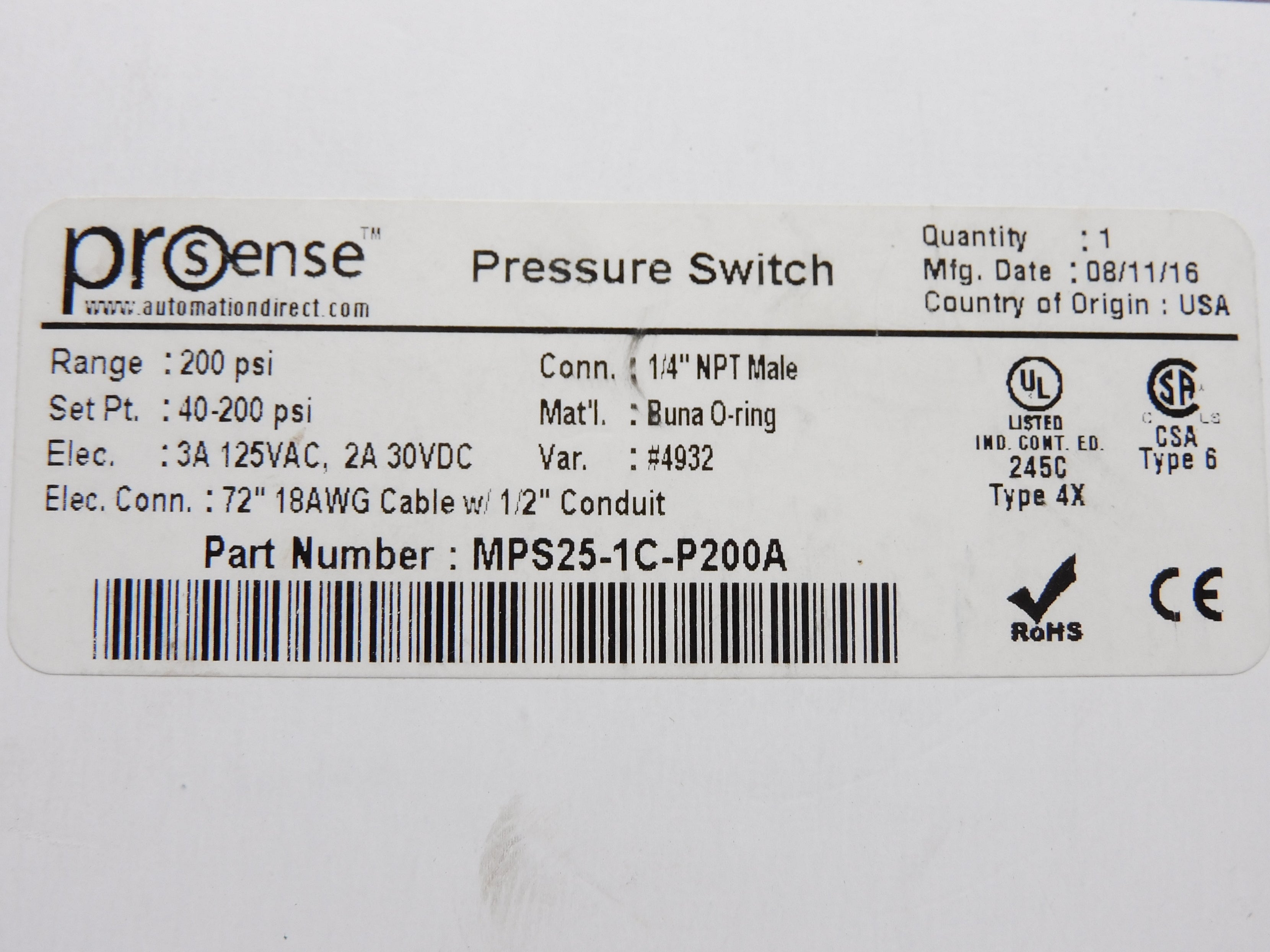 PROSENSE MPS25-1C-P200A NSMP