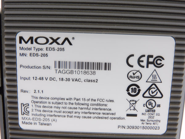 MOXA EDS-205 18-30VAC NSMP