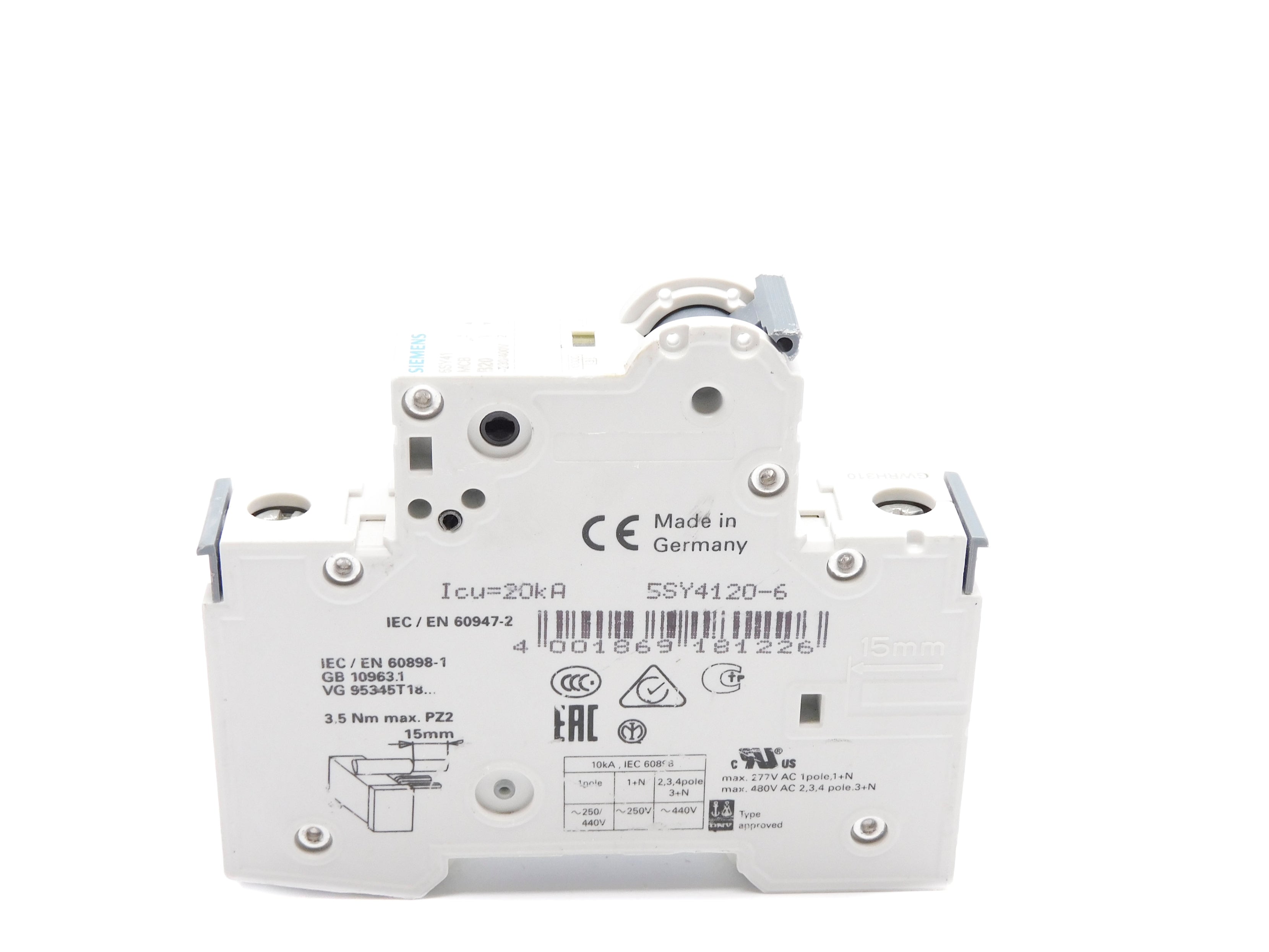 SIEMENS 5SY4120-6 20A 230/400V NSNP