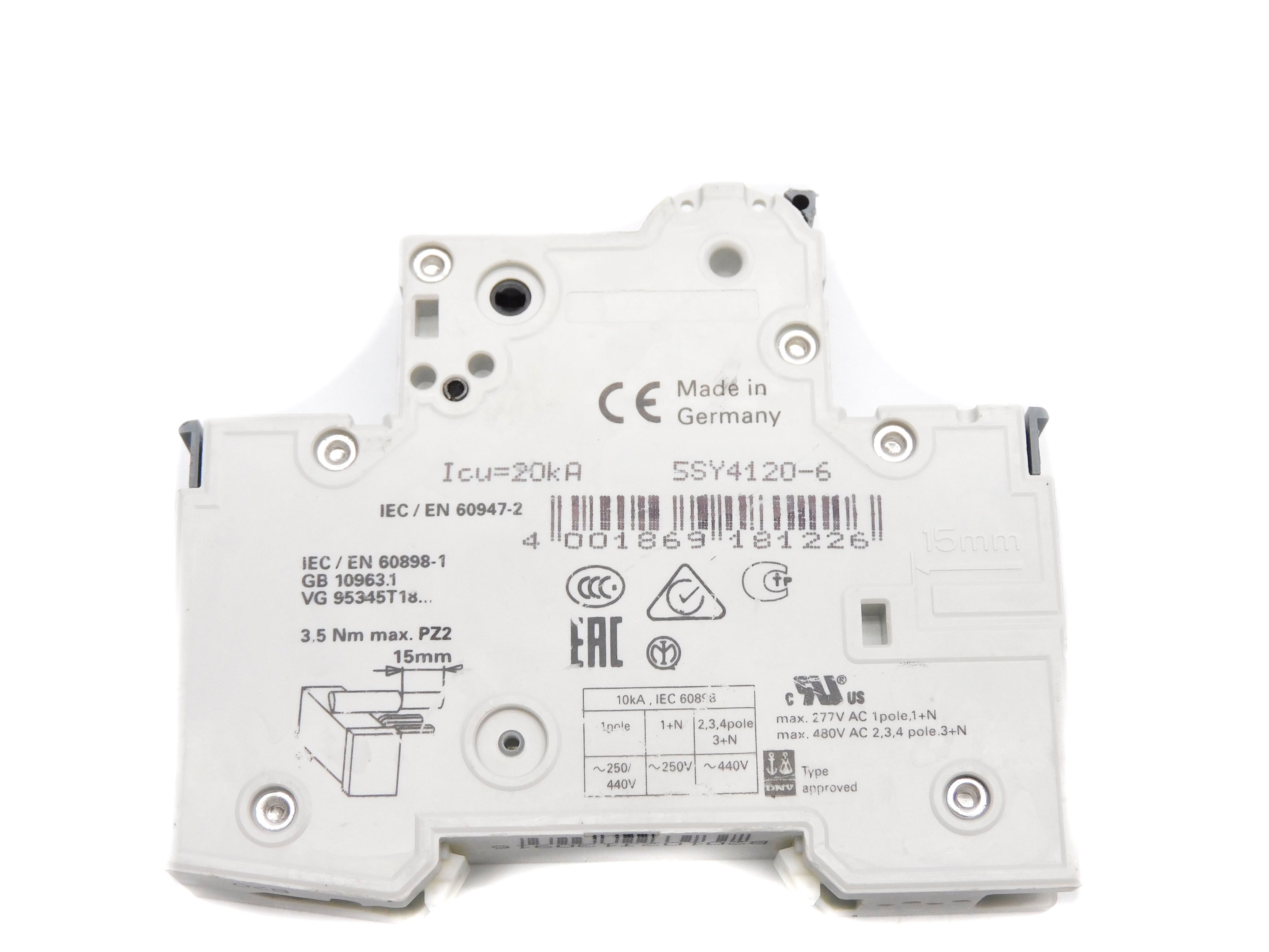 SIEMENS 5SY4120-6 20A 230/400V NSNP