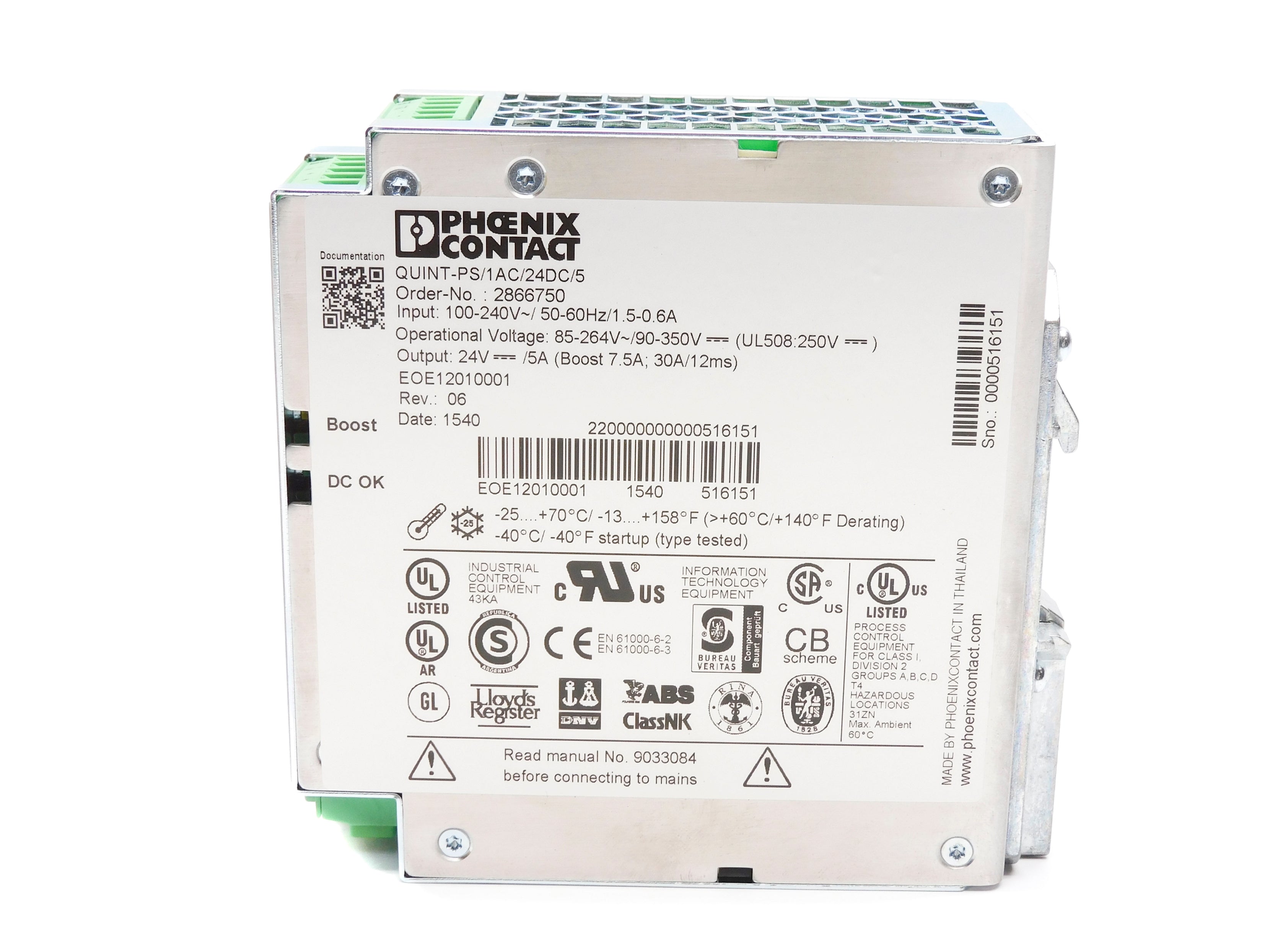 PHOENIX CONTACT QUINT-PS/1AC/24DC/5 NSMP