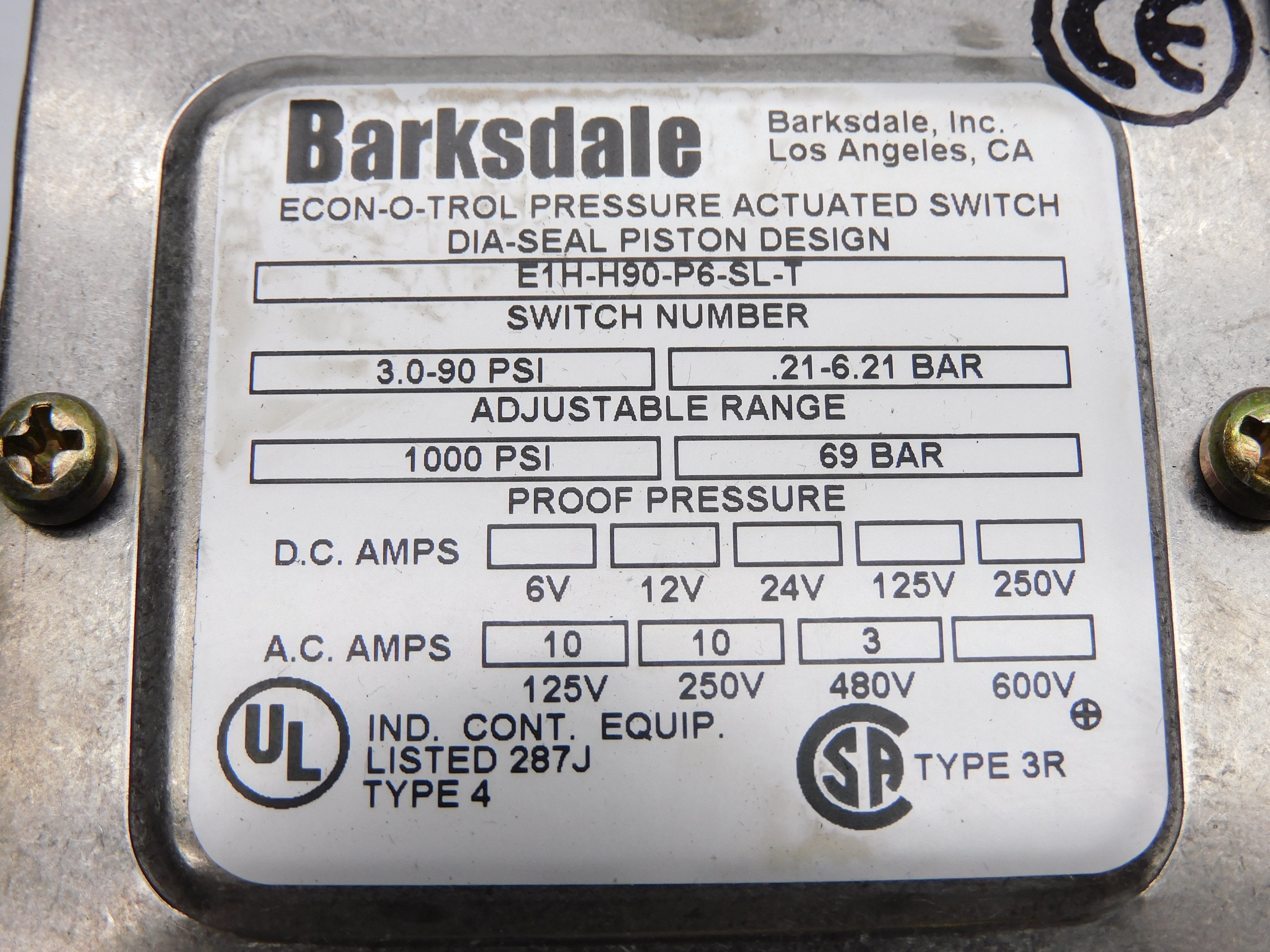 BARKSDALE E1H-H90-P6-SL-T NSMP