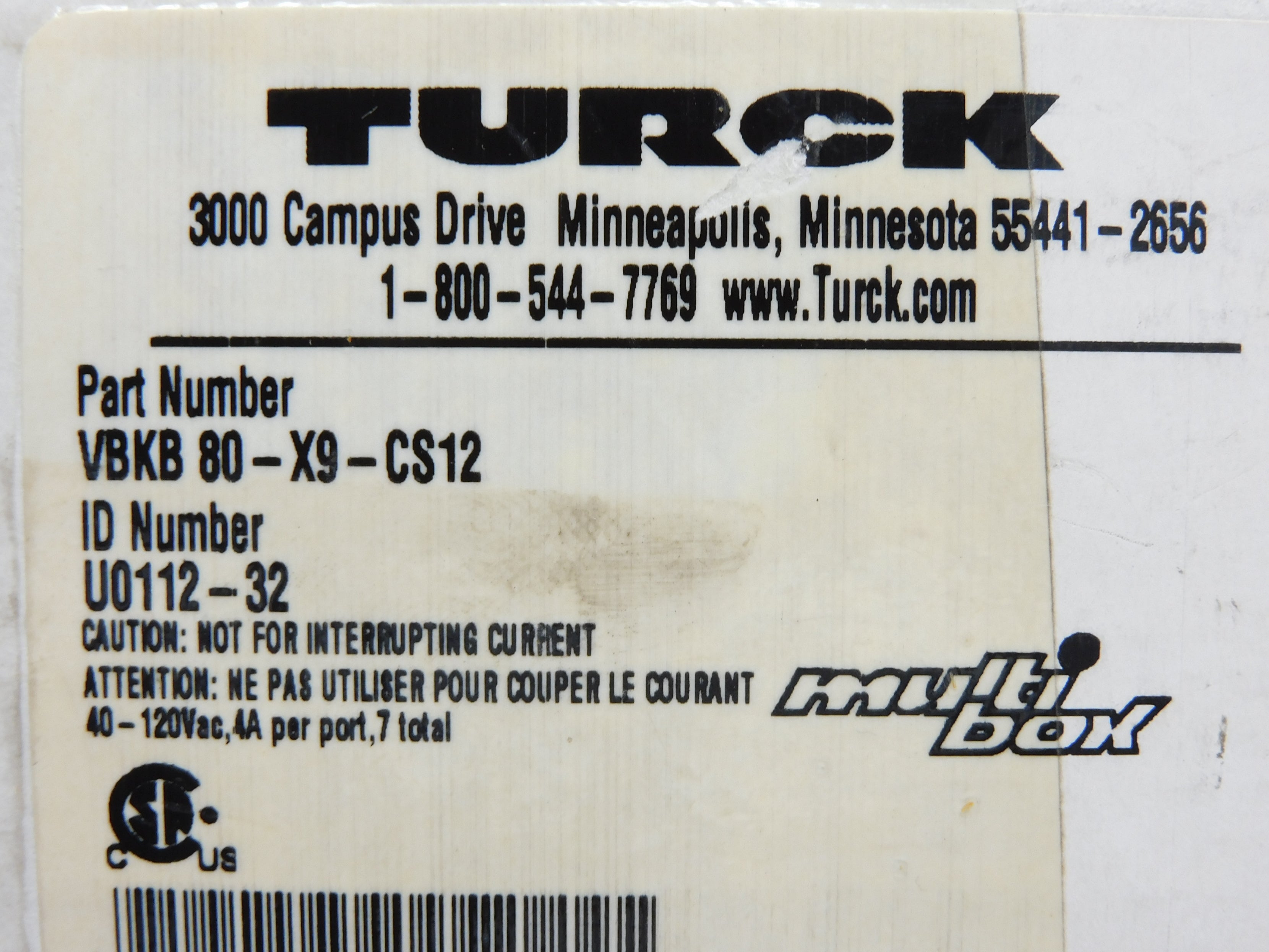 TURCK VBKB80-X9-CS12 NSMP