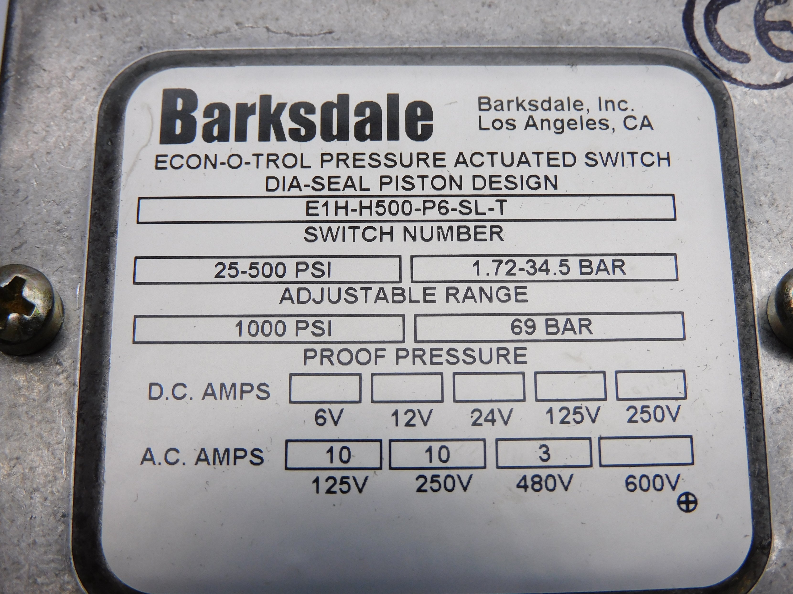 BARKSDALE E1H-H500-P6-SL-T NSMP