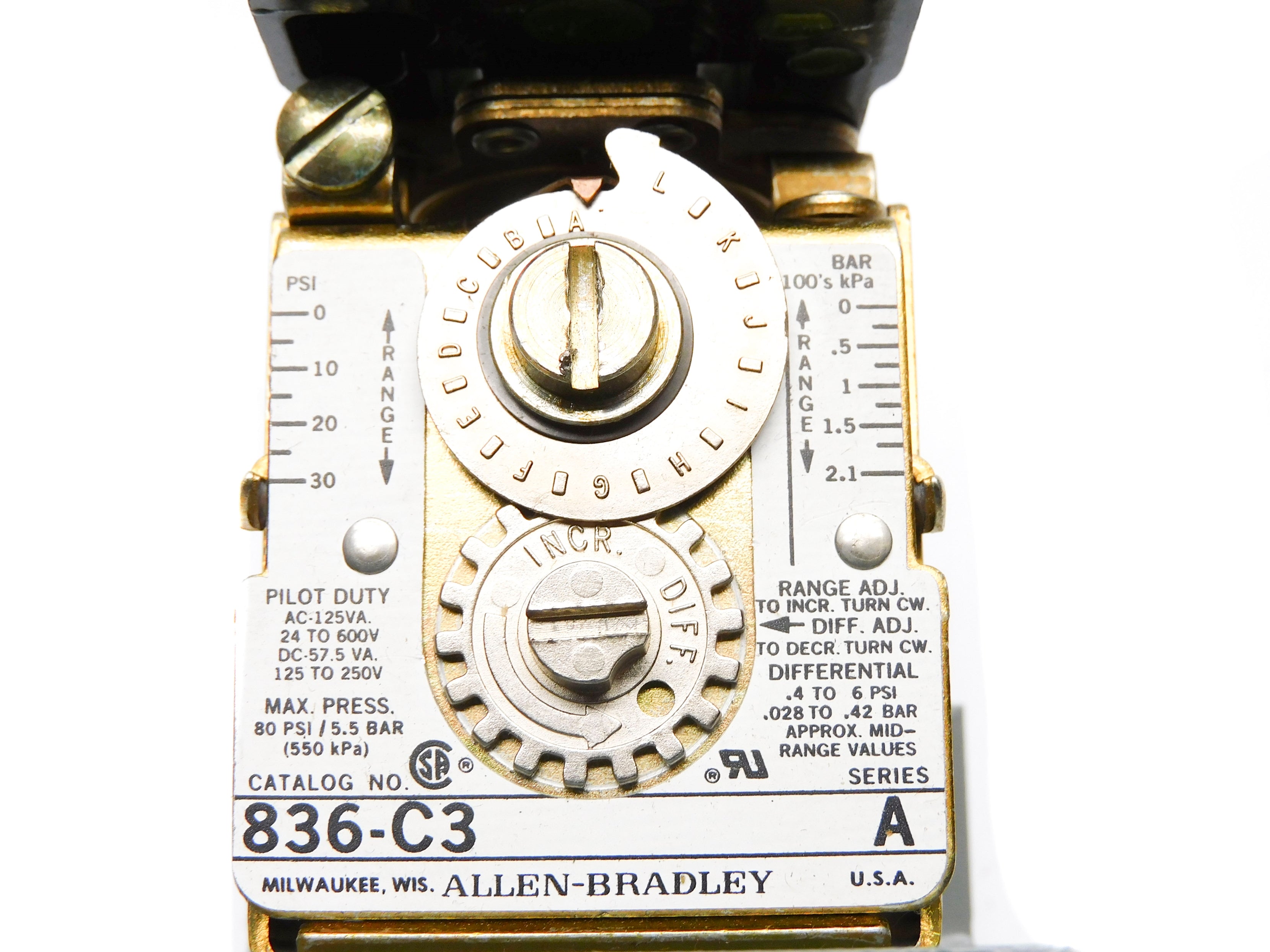 INDUSTRIAL SPARE PART 836-C3 SER. A 24-600V 0.8-30PSI (BR/WH) NSMP