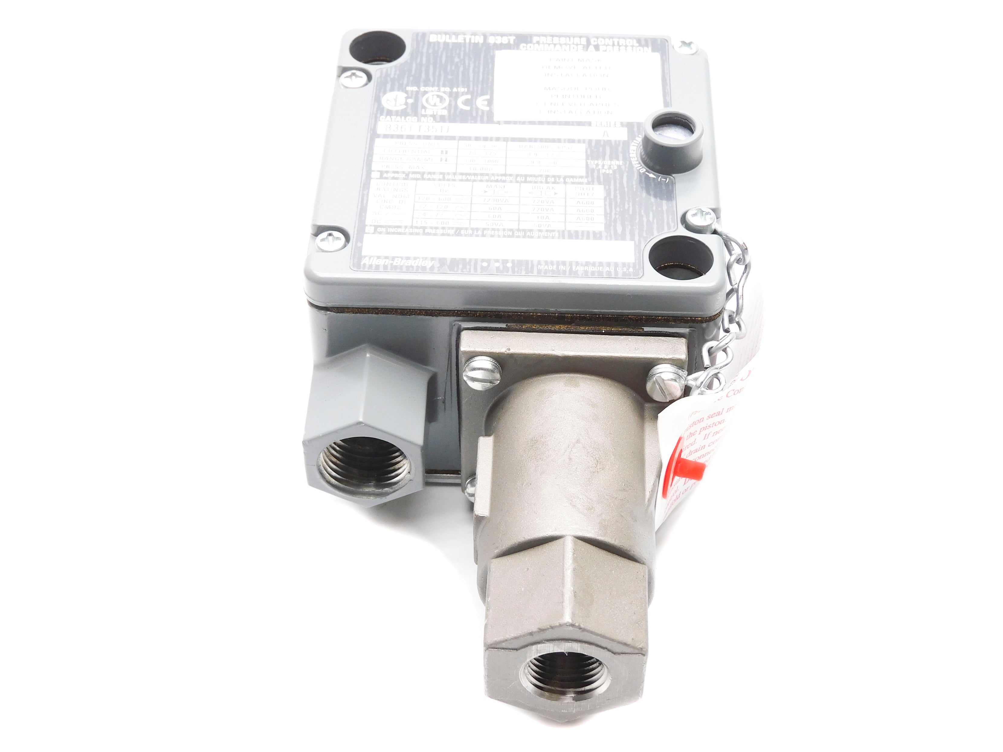 ALLEN BRADLEY 836T-T351J SER. A 120-600VAC 60A 140-1000PSI (BR/WH) NSMP