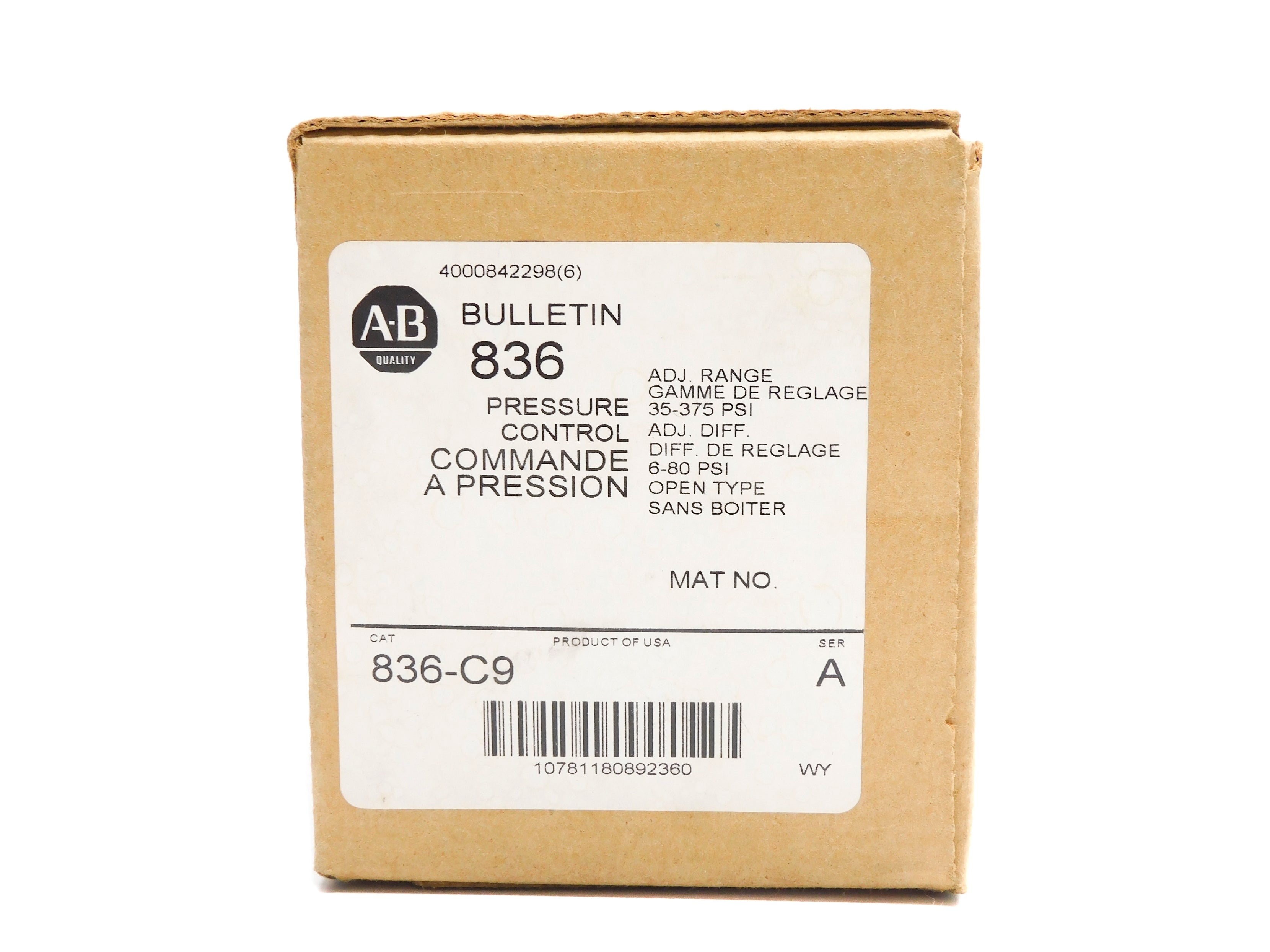 ALLEN BRADLEY 836-C9 SER. A (BR/WH) NSMP