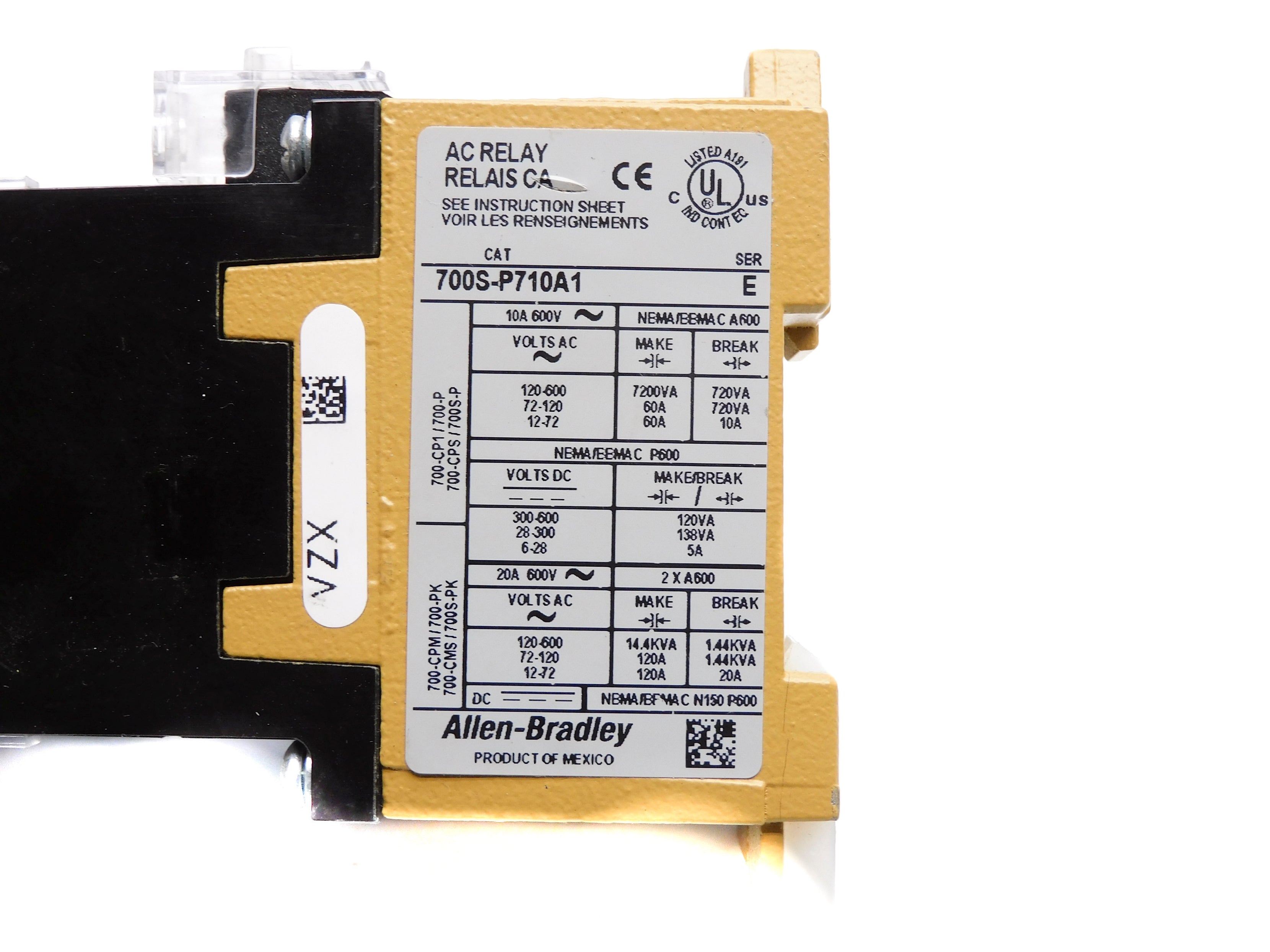 ALLEN BRADLEY 700S-P710A1 SER. E 115/120V 10A NSNP