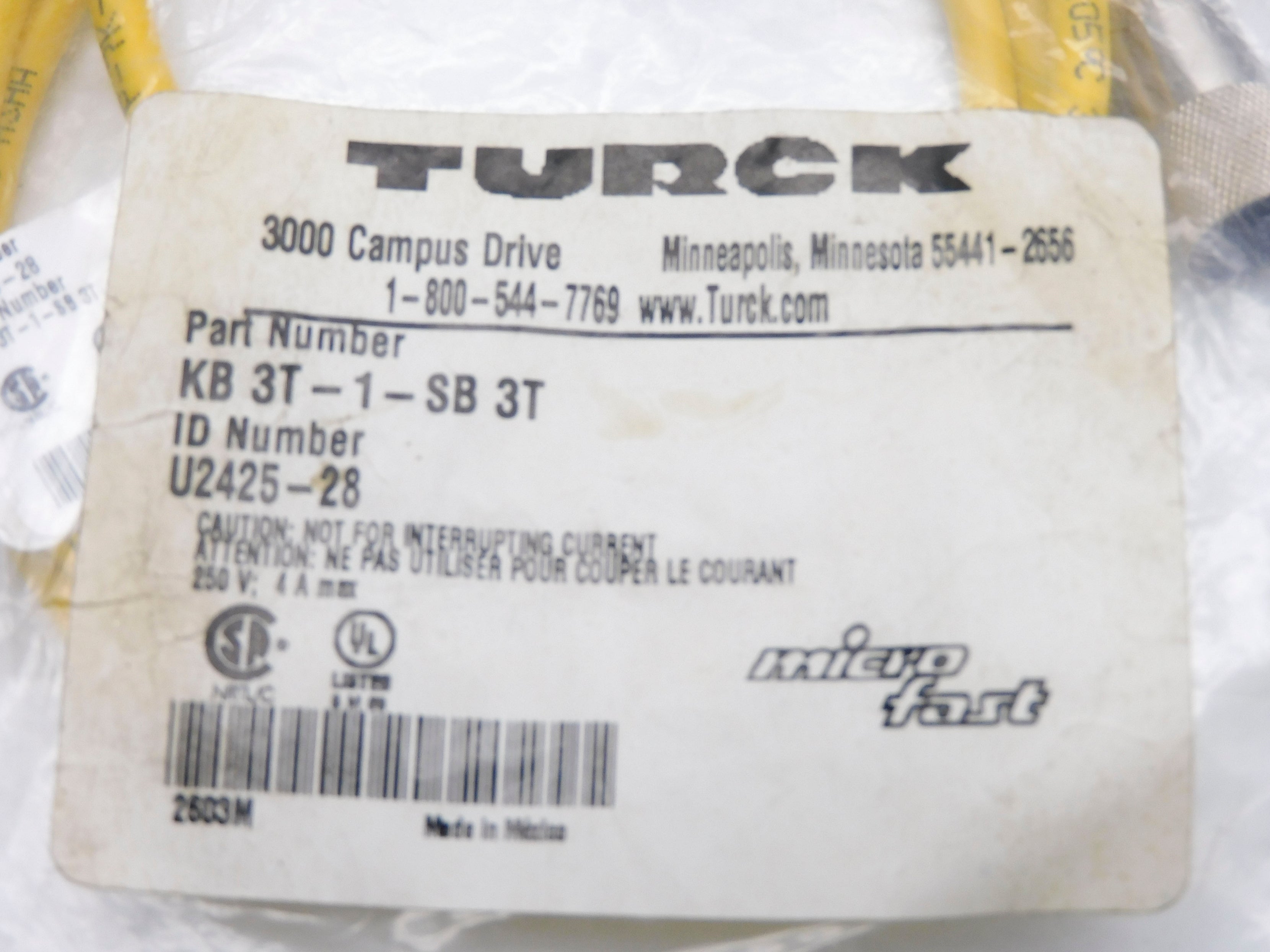 TURCK KB3T-1-SB3T U2425-28 250V 4A NSMP