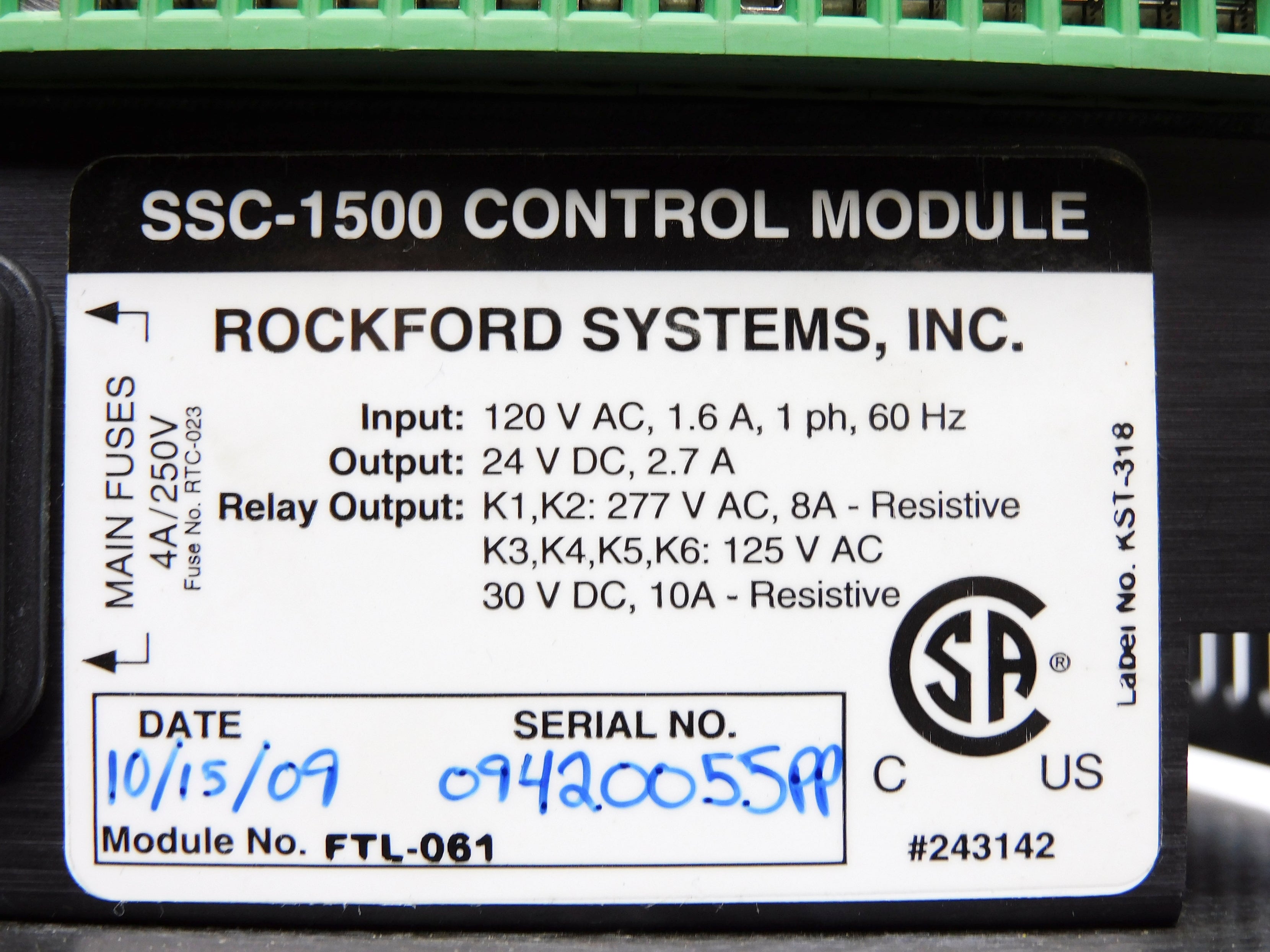 ROCKFORD SSC-1500 (REPAIRED) UNMP