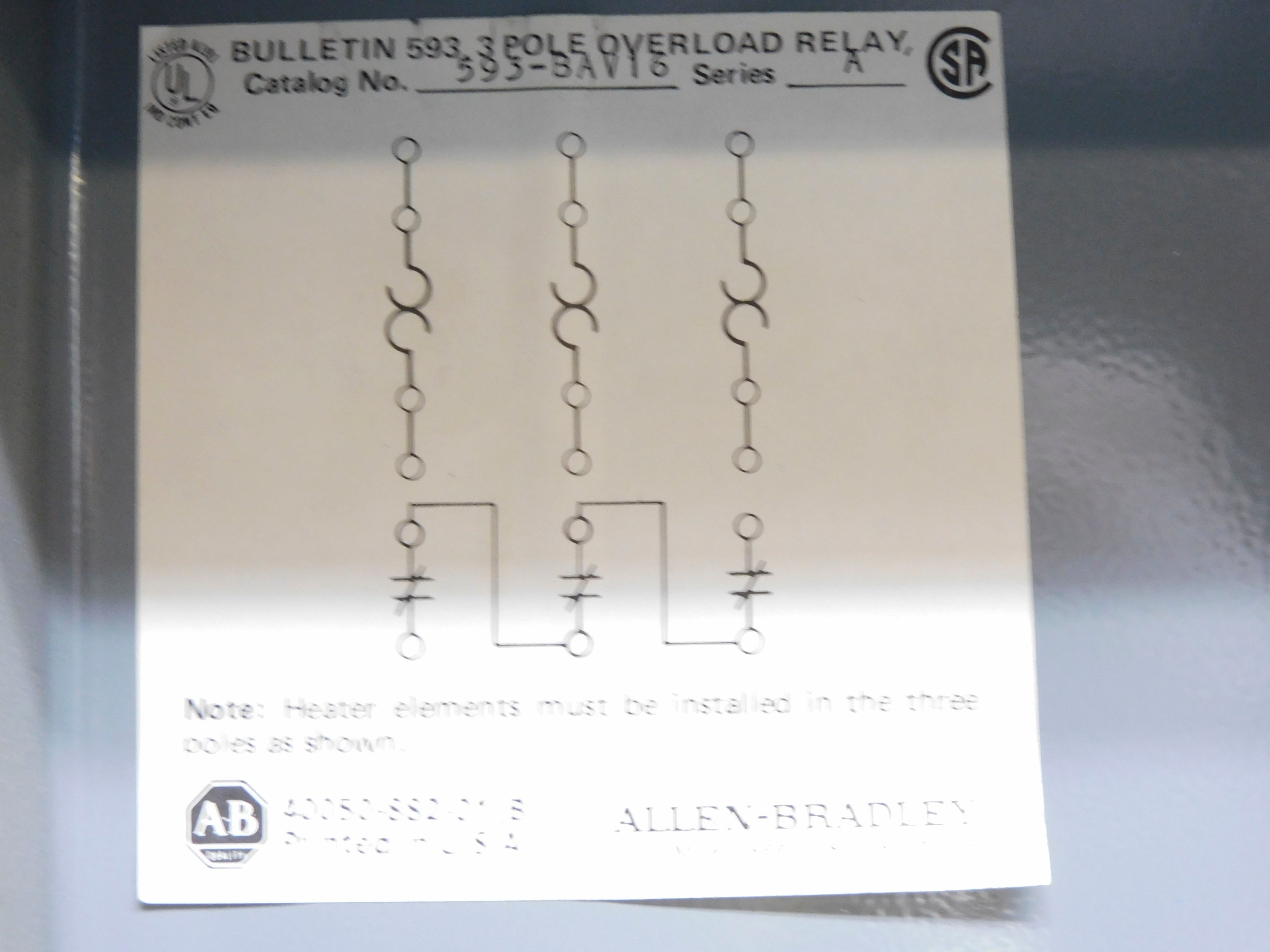 INDUSTRIAL SPARE PART 593-BAV16 SER. A 600V (AS PICTURED) NSNP