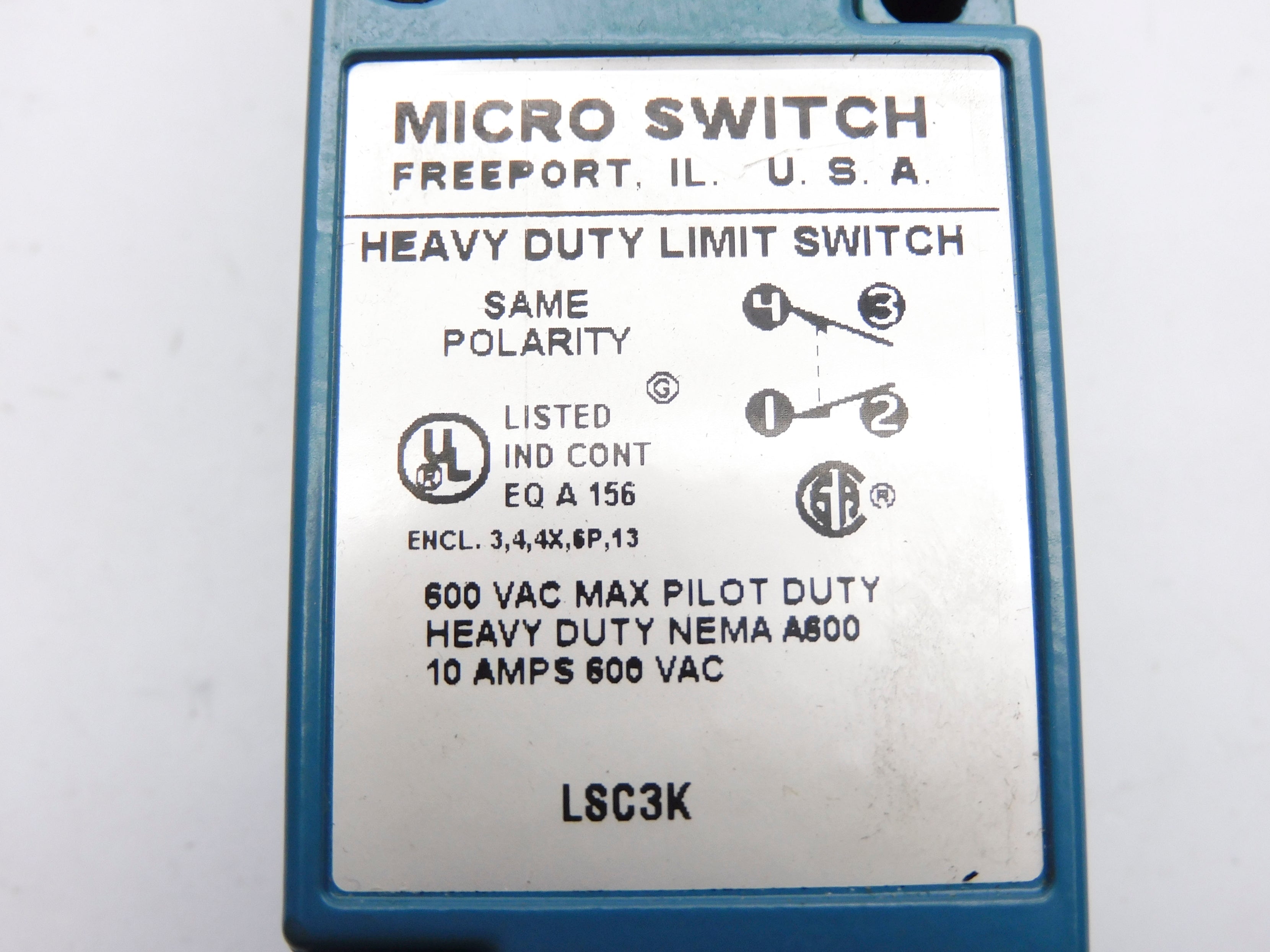 MICRO SWITCH LSC3K 600VAC 10A NSNP