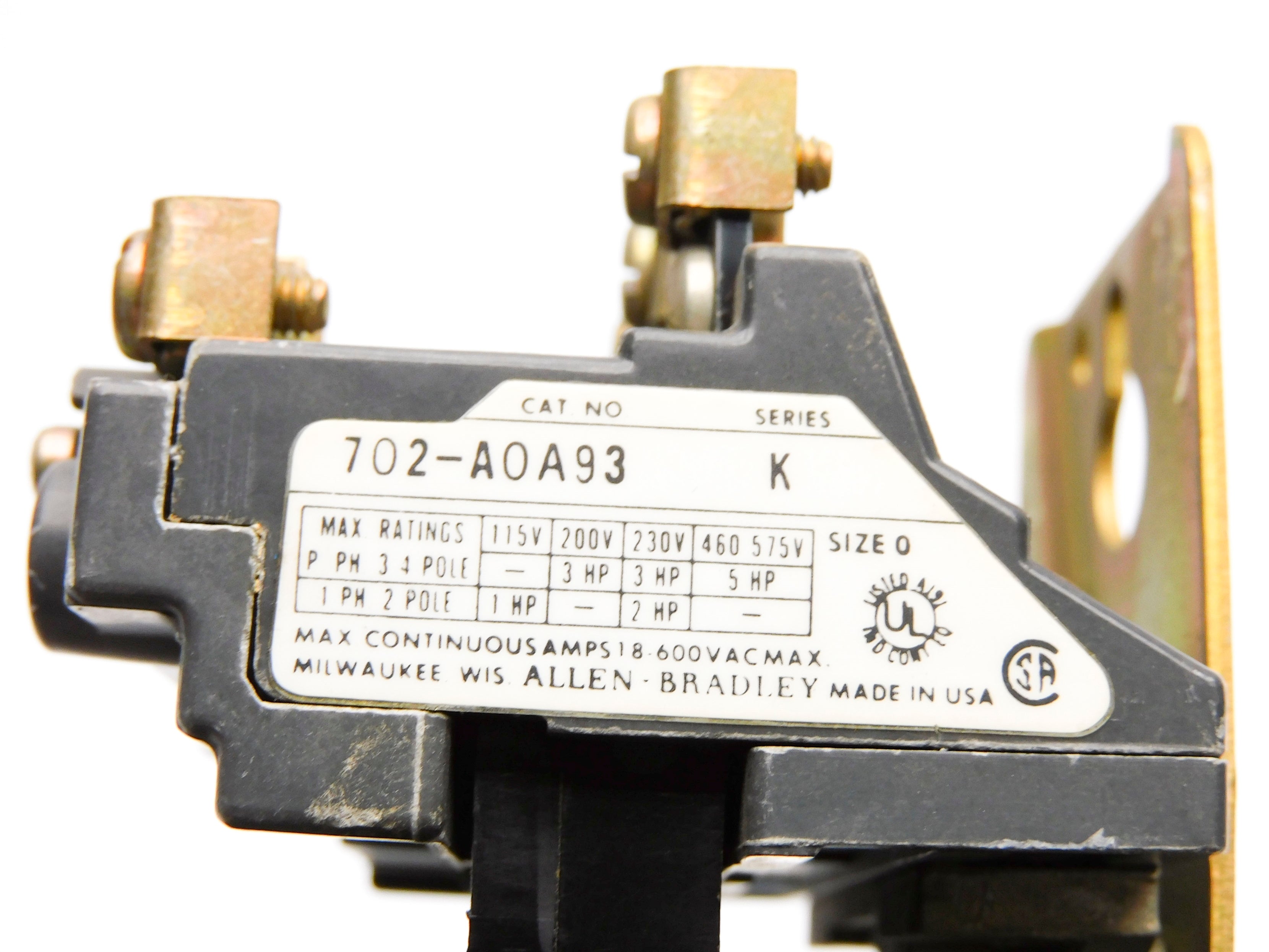 ALLEN BRADLEY 702-A0A93 SER. K UNMP