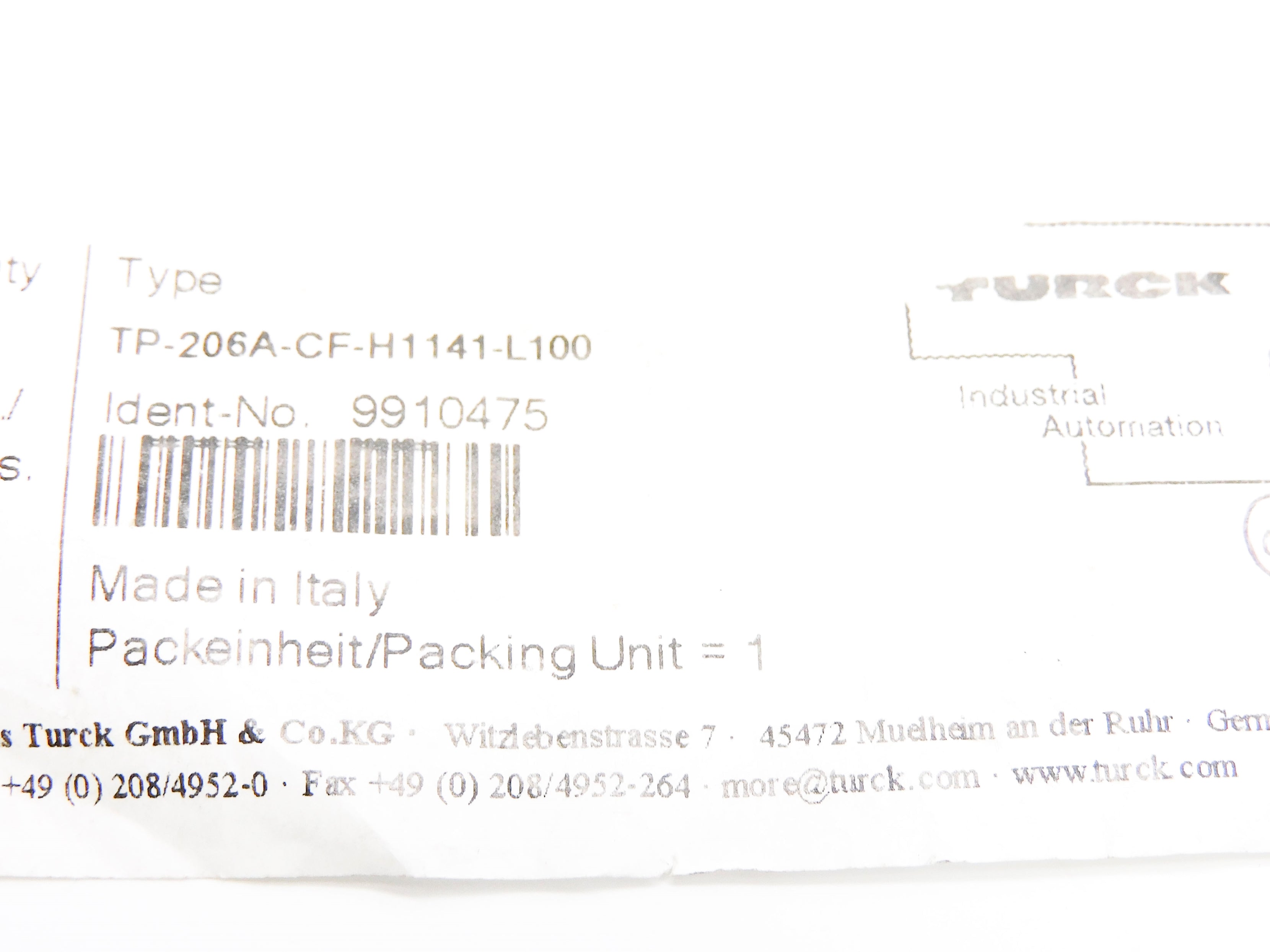 TURCK TP-206A-CF-H1141-L100 NSNP