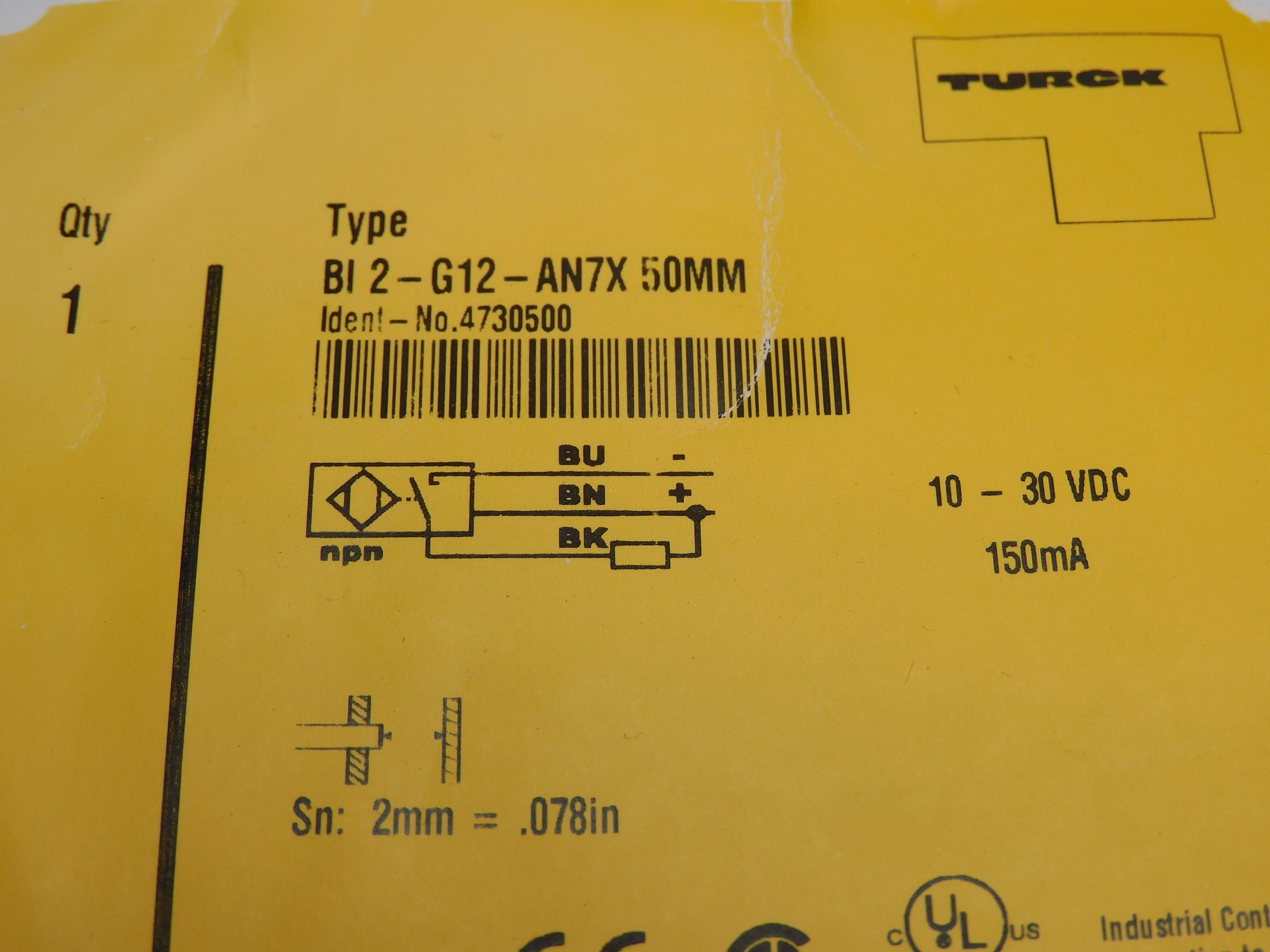 TURCK BI2-G12-AN7X 50MM 4730500 10-30VDC NSNP