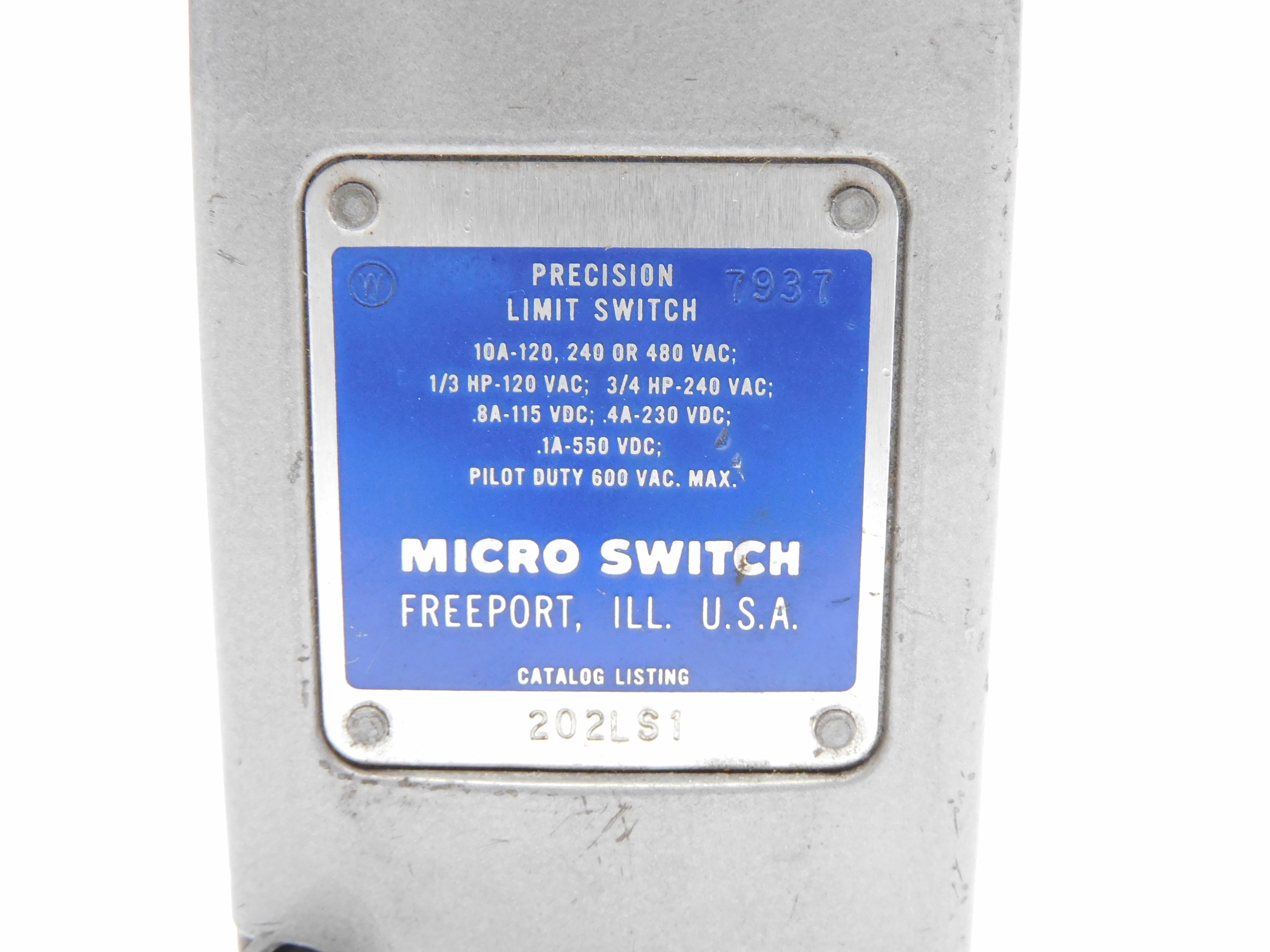 MICRO SWITCH 202LS1 600VAC 10A (GREY) UNMP