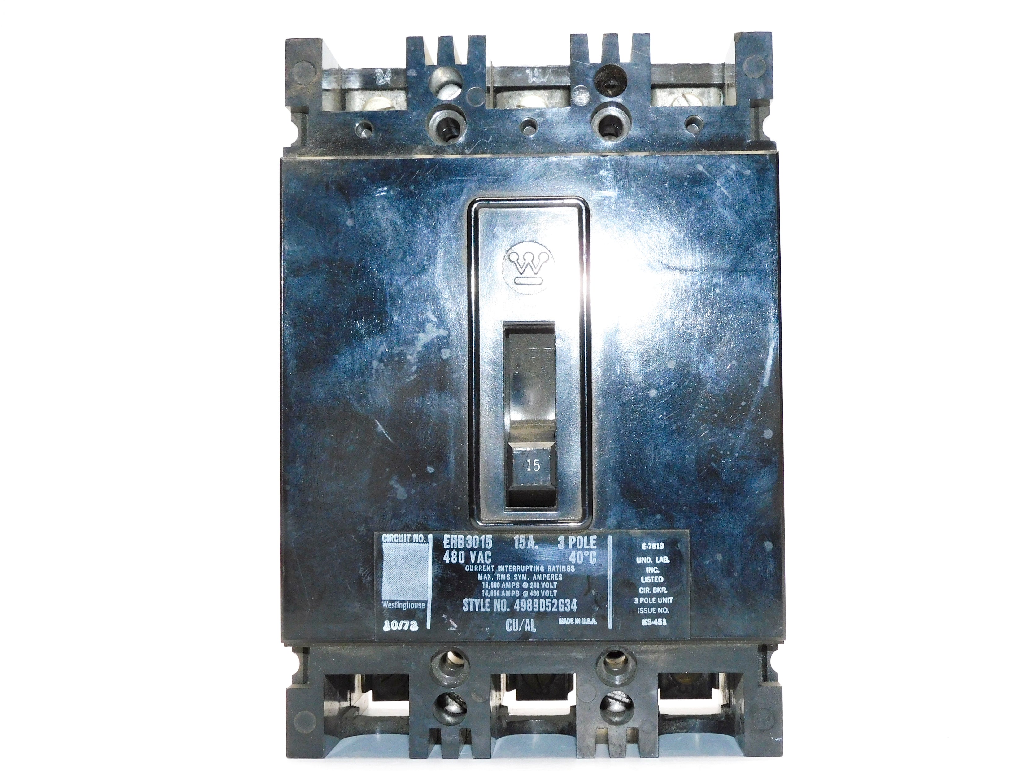 WESTINGHOUSE EHB3015 15A 480VAC UNMP