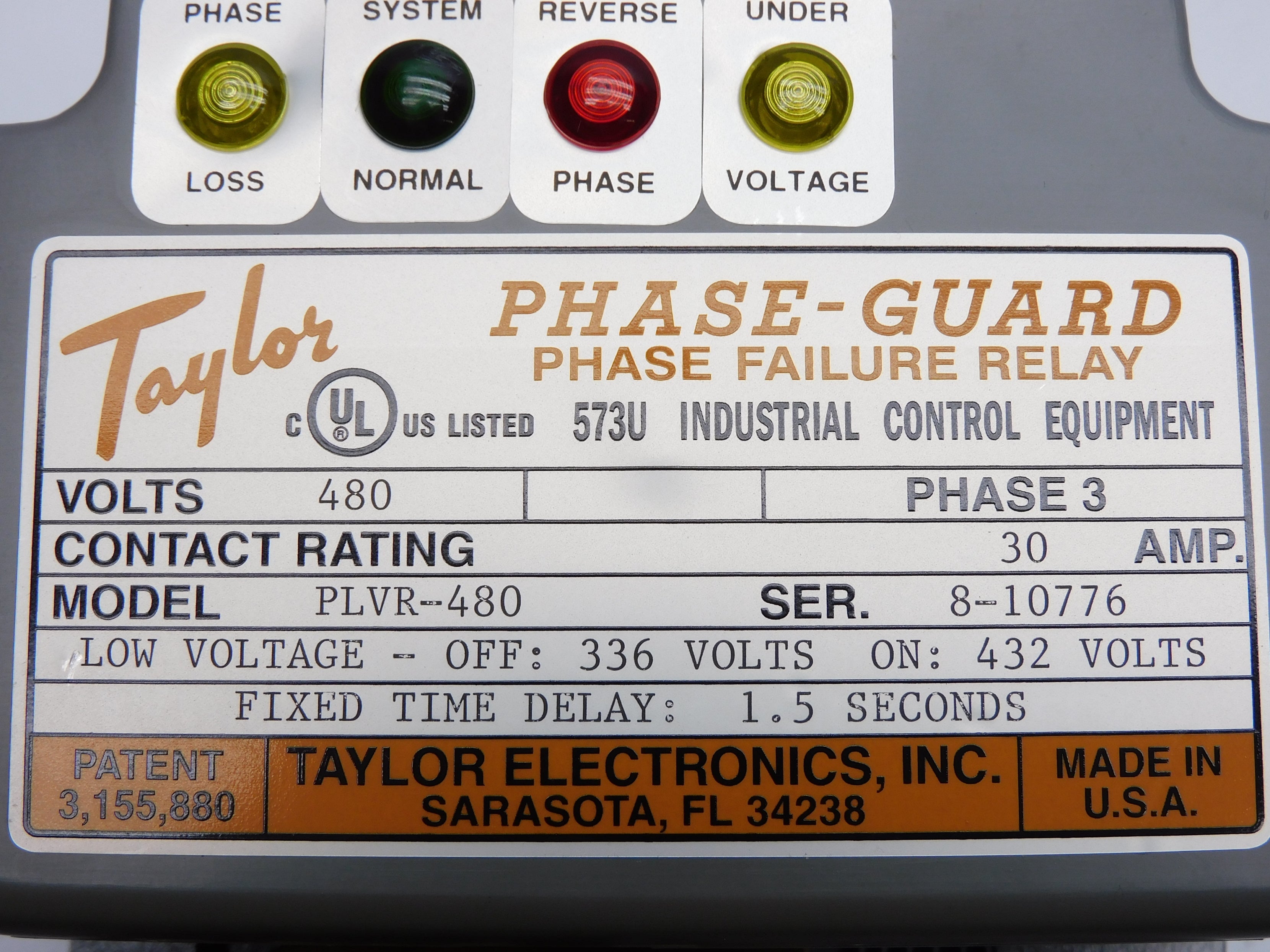 TAYLOR ELECTRONICS PLVR-480 480V NSNP