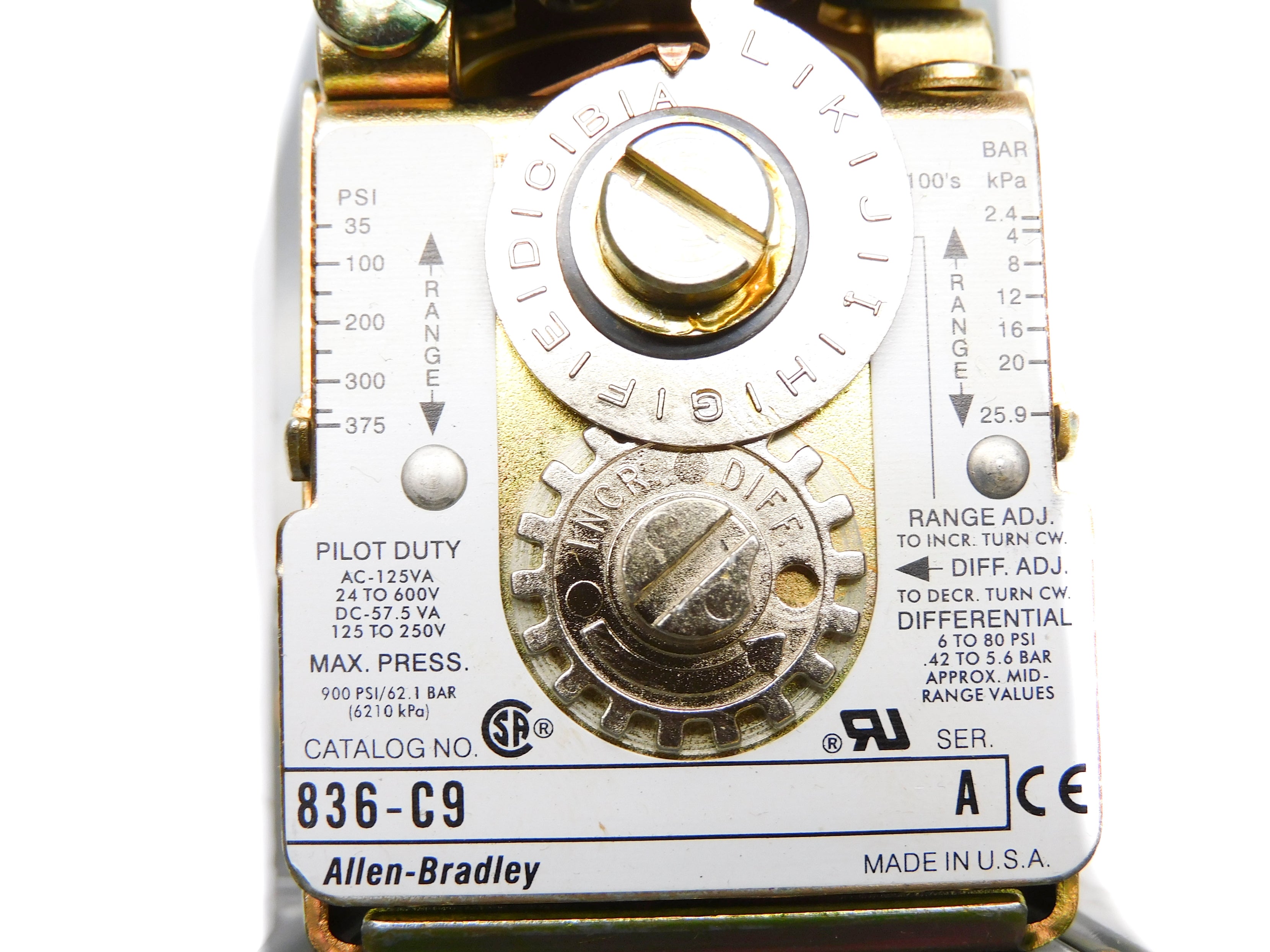 ALLEN BRADLEY 836-C9A SER. A (BR/WH) NSMP
