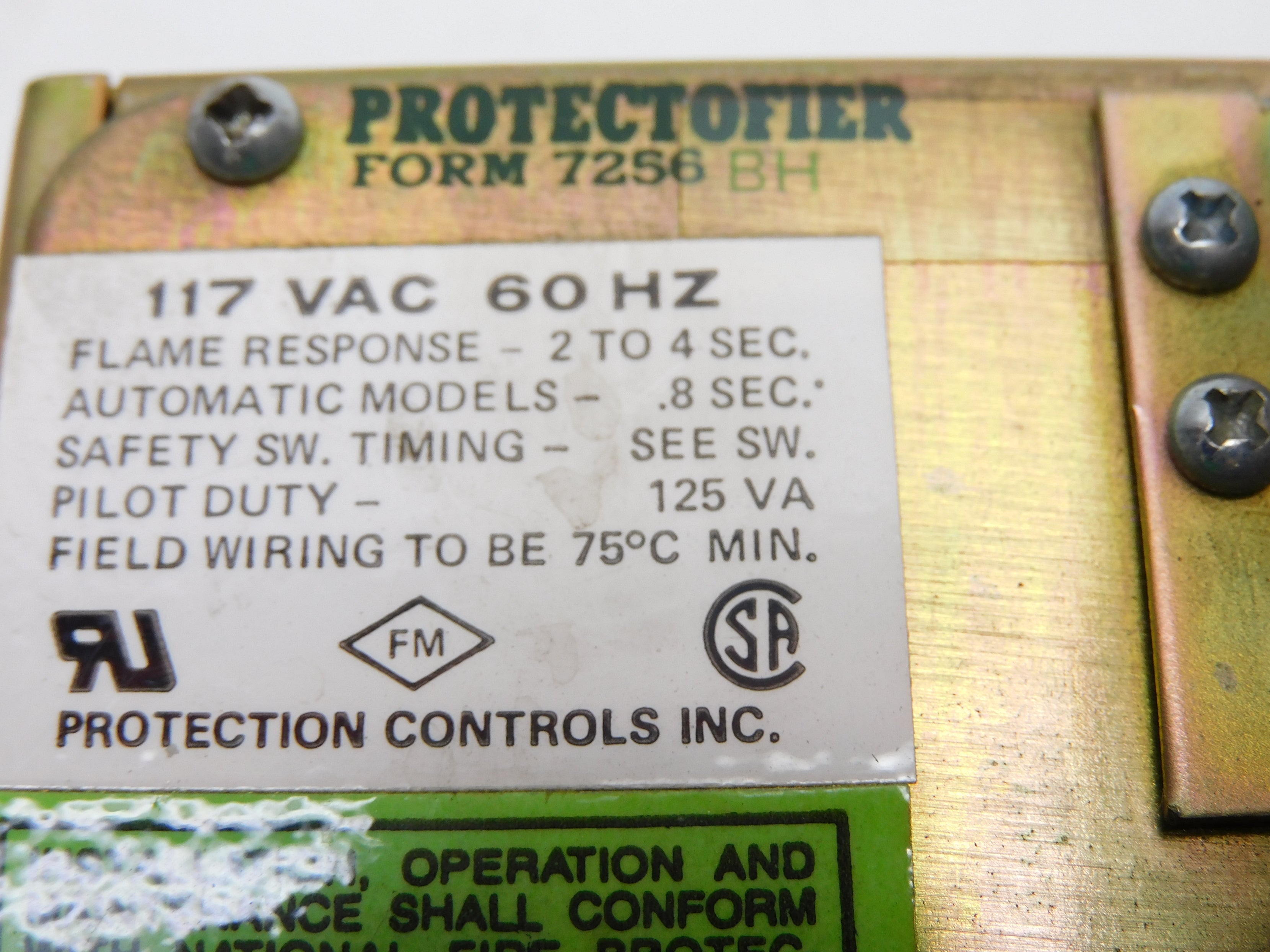 PROTECTION CONTROLS 7256BH (AS PICTURED) UNMP