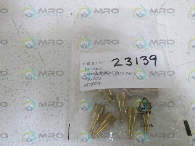 LOT OF 10 FESTO TERMINAL SOCKET KDV-PK-3 *NEW IN BAG*