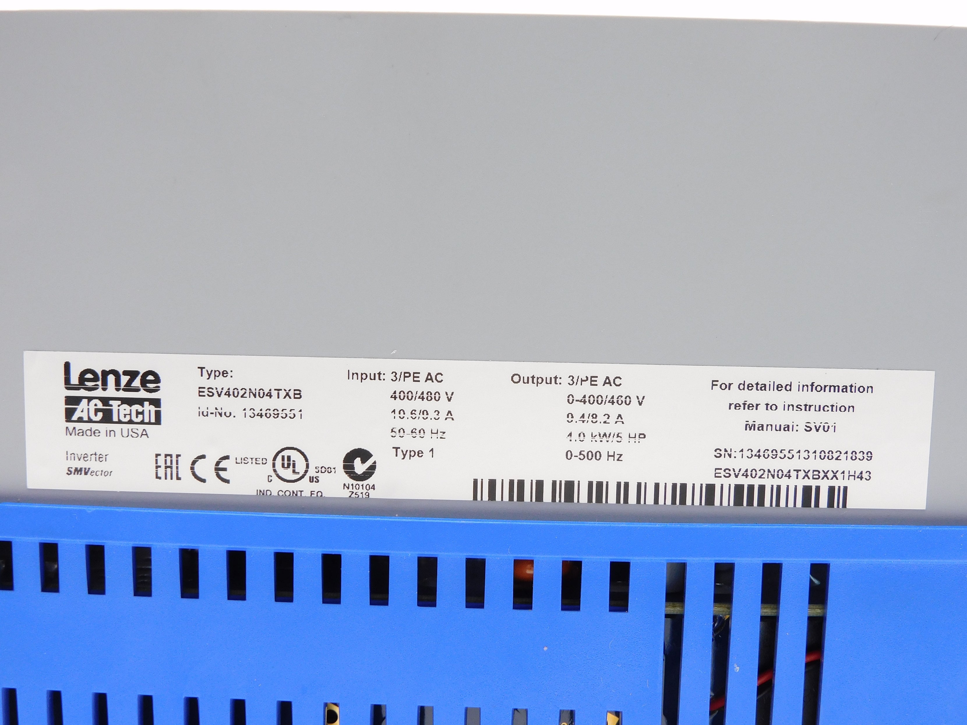 LENZE ESV402N04TXBXX1H43 (AS PICTURED) NSMP