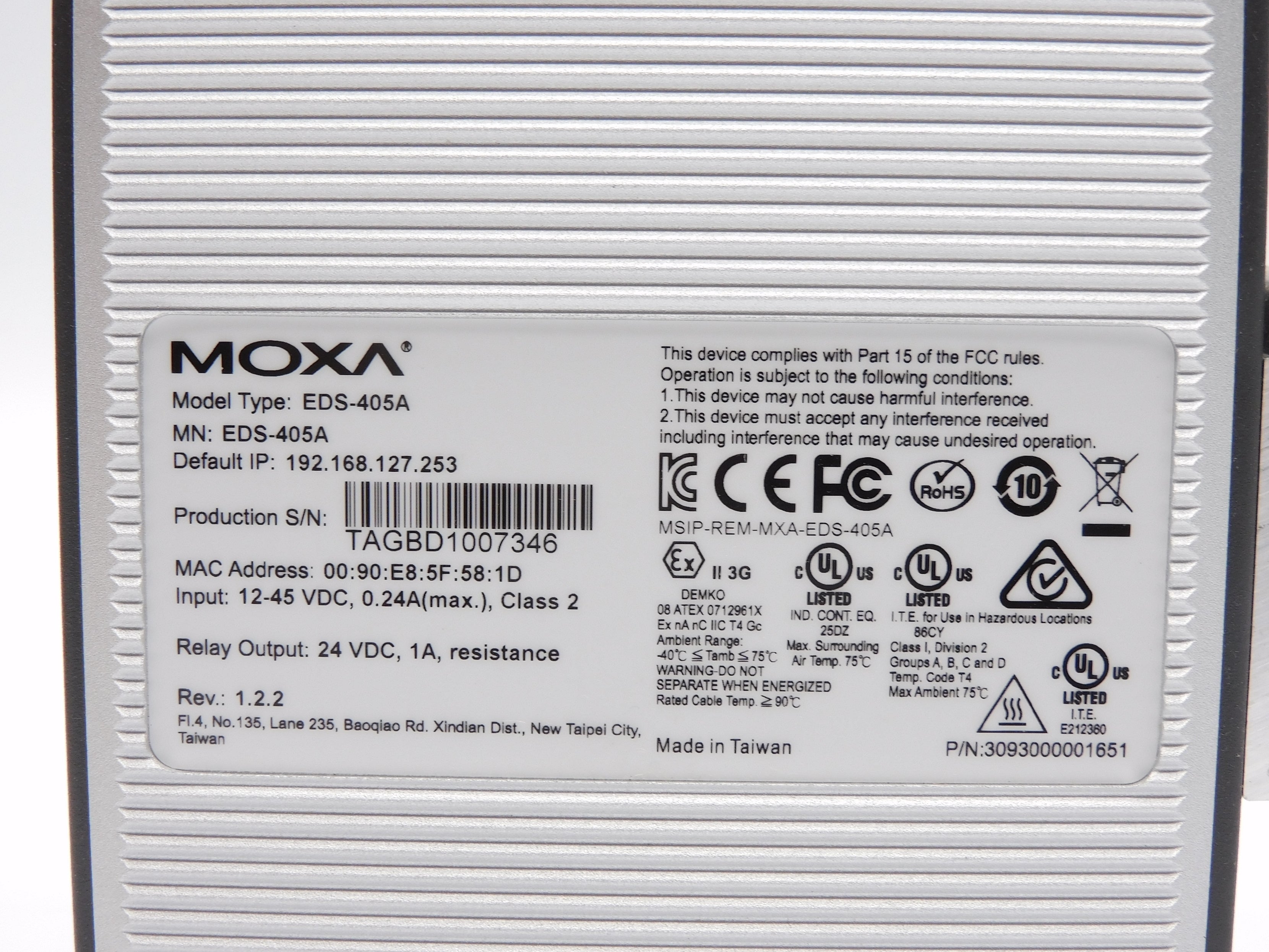 MOXA EDS-405A (V1.2.2) NSMP