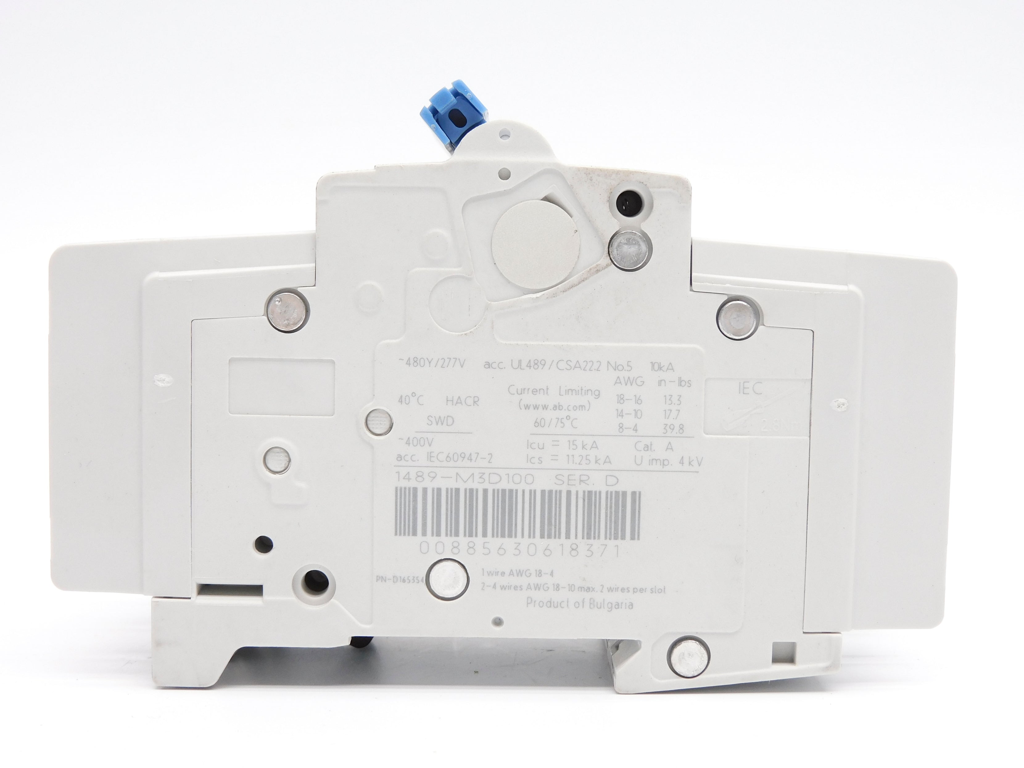 ALLEN BRADLEY 1489-M3D100 SER. D 10A 480/277V  NSNP