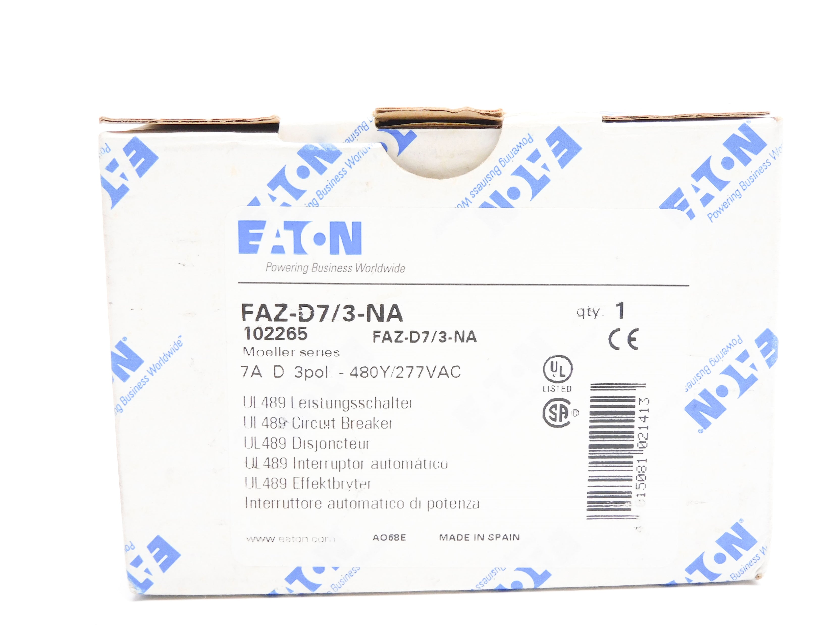 EATON FAZ-D7/3-NA 7A 480/277VAC NSMP