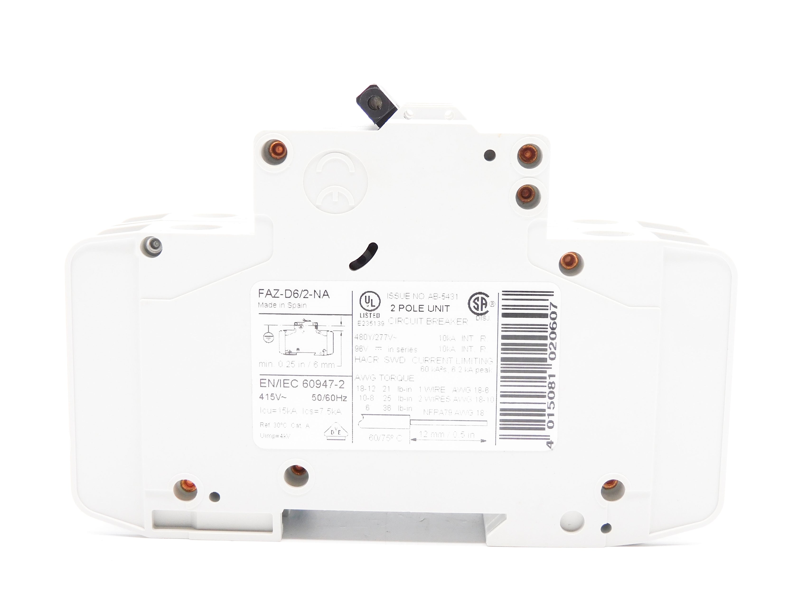 KLOCKNER MOELLER FAZ-D6/2-NA 6A 480/277VAC NSMP