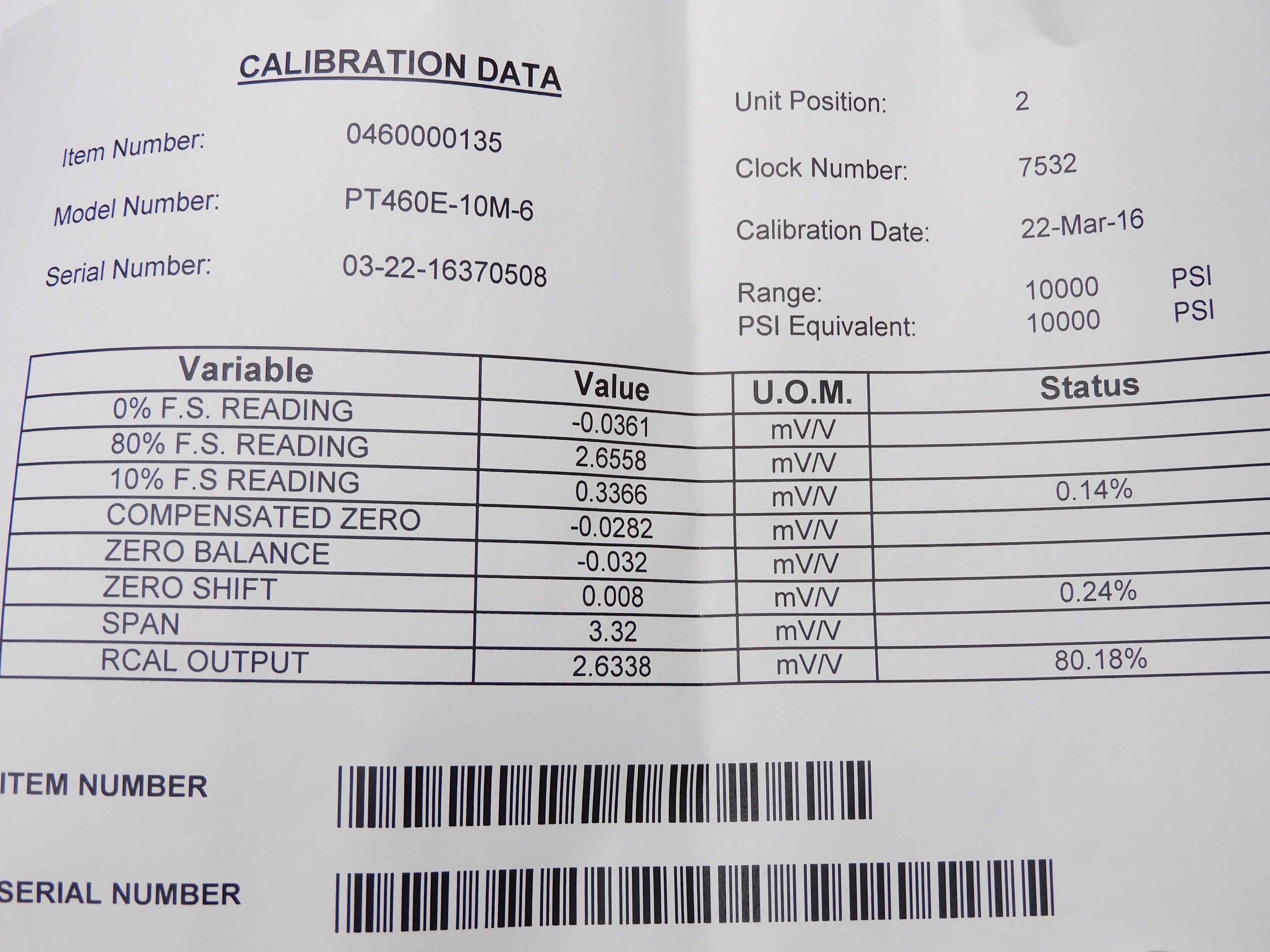 DYNISCO PT460E-10M-6 (-0.0361) NSMP